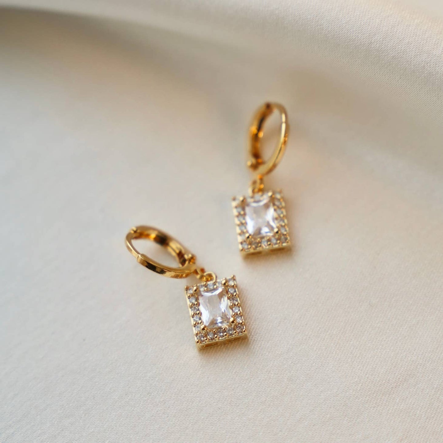 Aria Rectangle Huggie Earrings