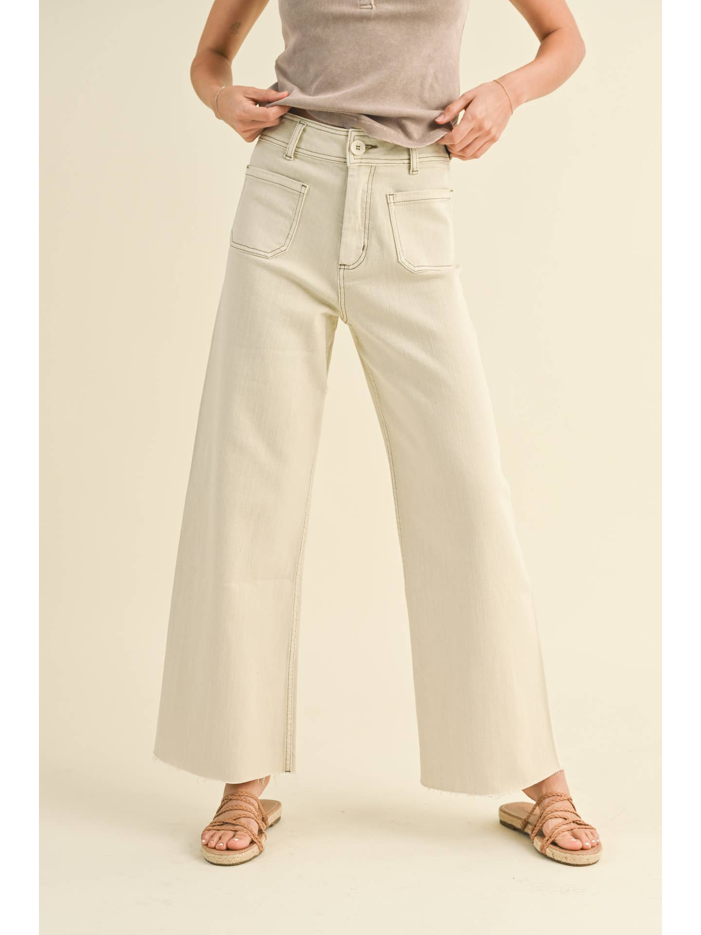 Crissy Straight Wide Leg Pants with Front Pocket