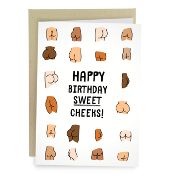 Happy Birthday Sweet Cheeks Funny Butt Greeting Card
