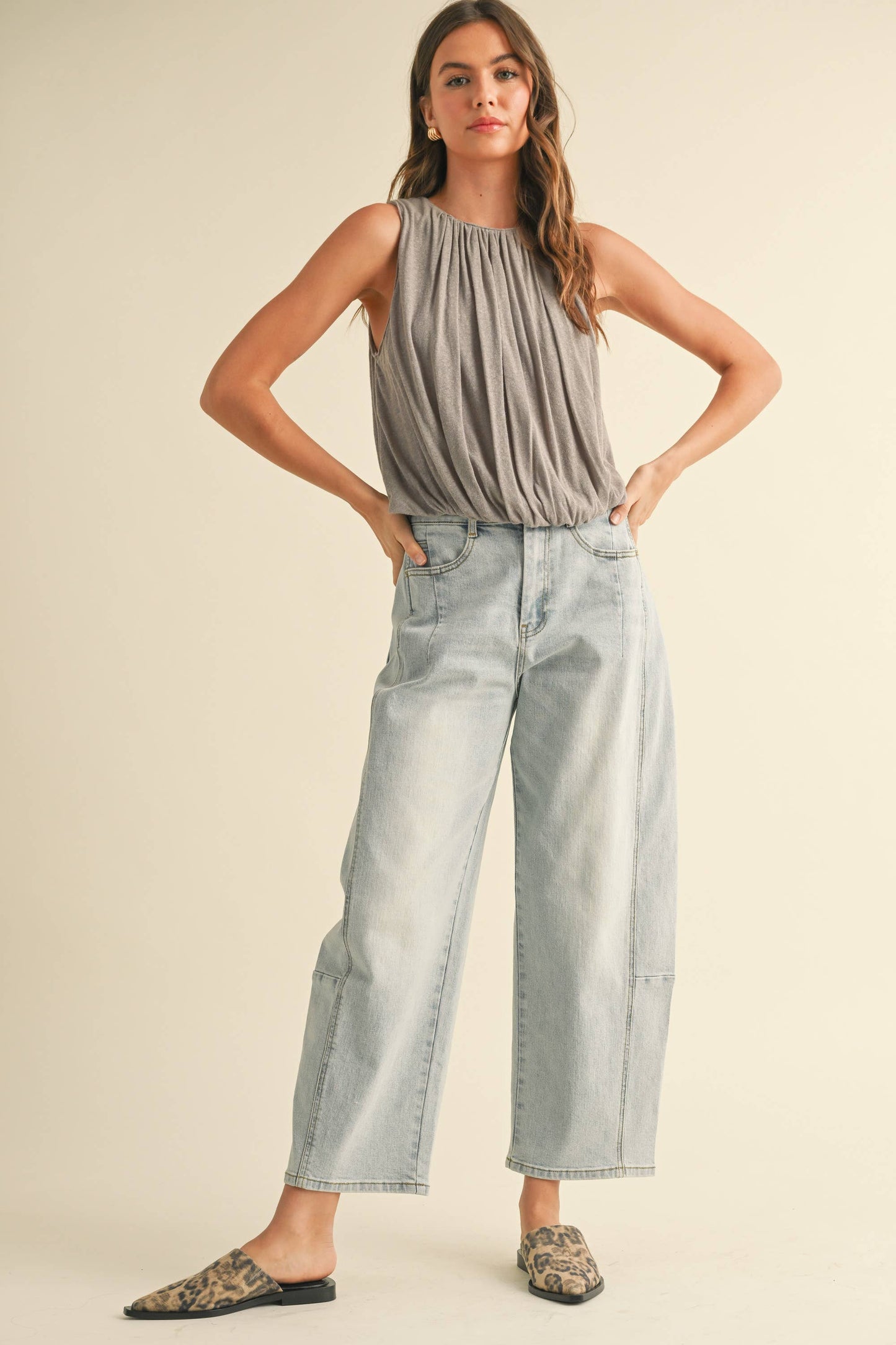 LINEN KNITTED BUBBLE TOP