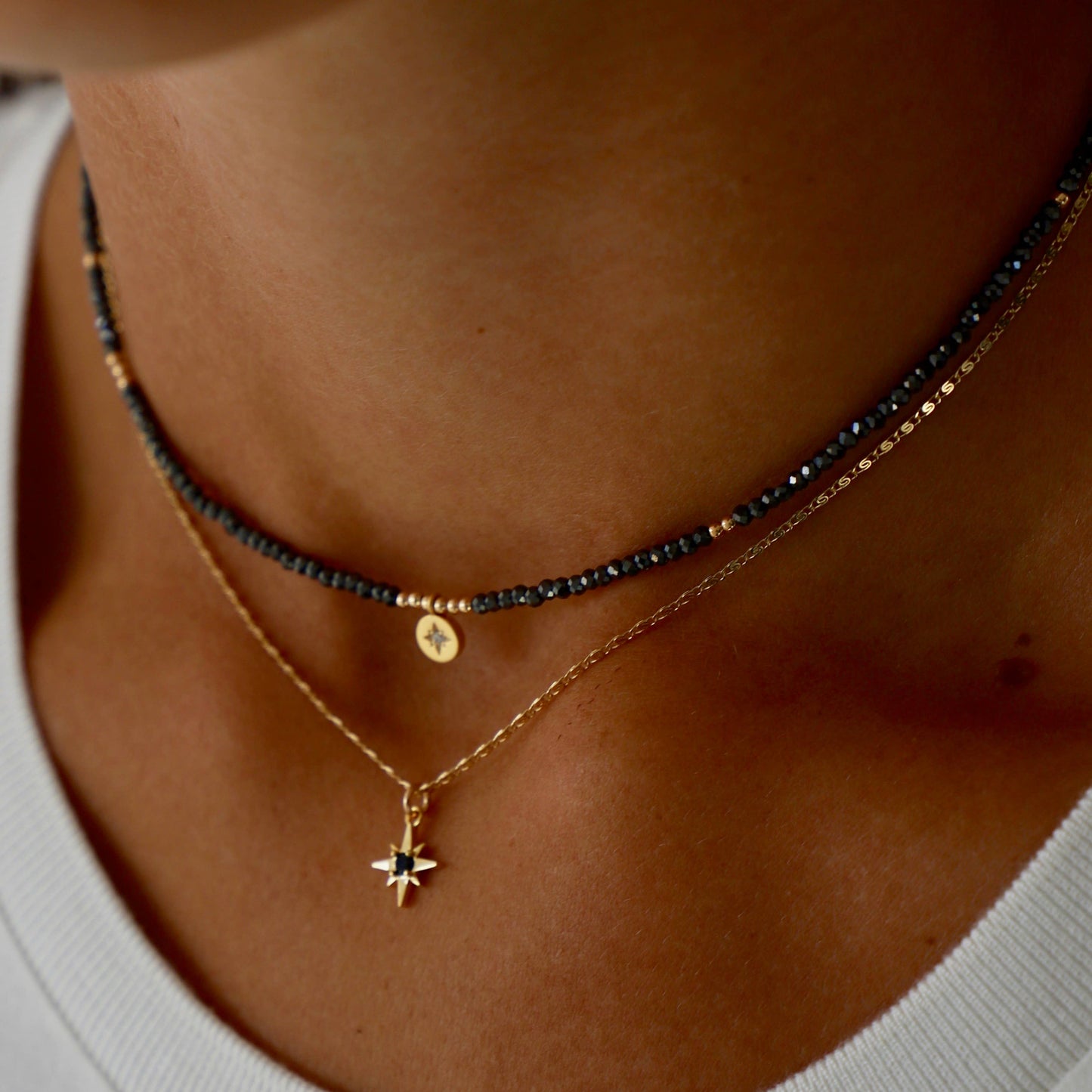 BEADED STAR MEDALLION NECKLACE
