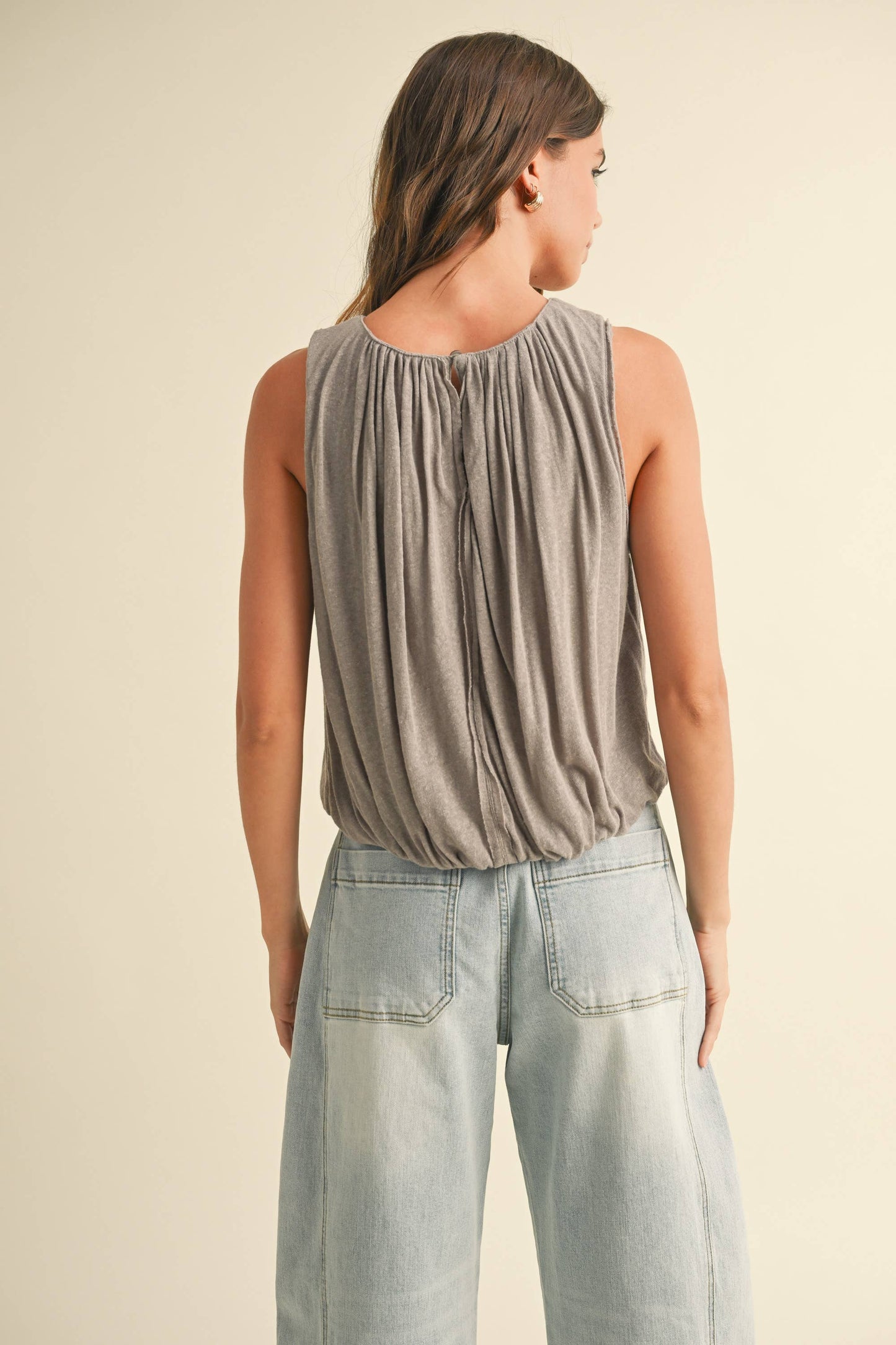 LINEN KNITTED BUBBLE TOP