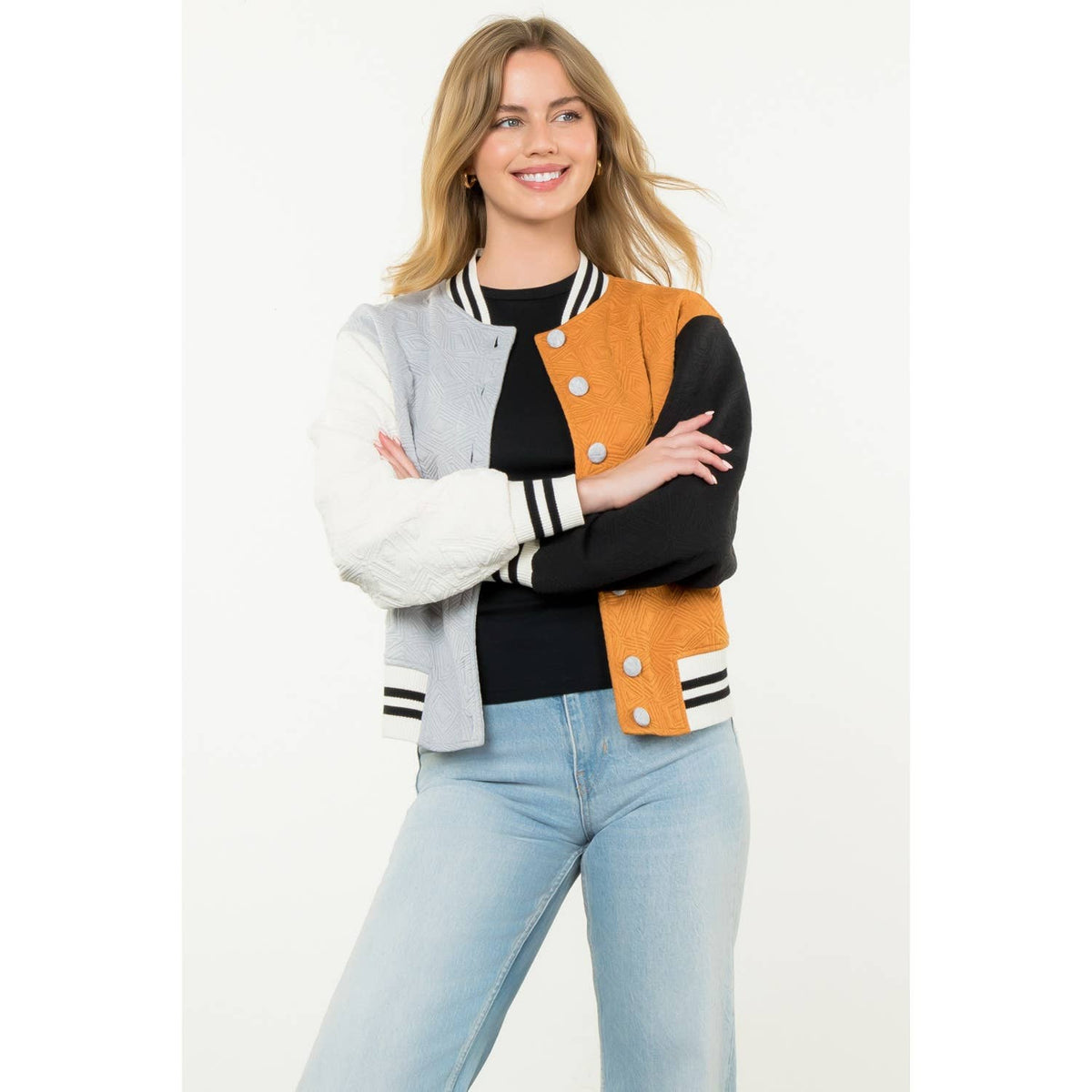 Colorblock Button Up Jacket