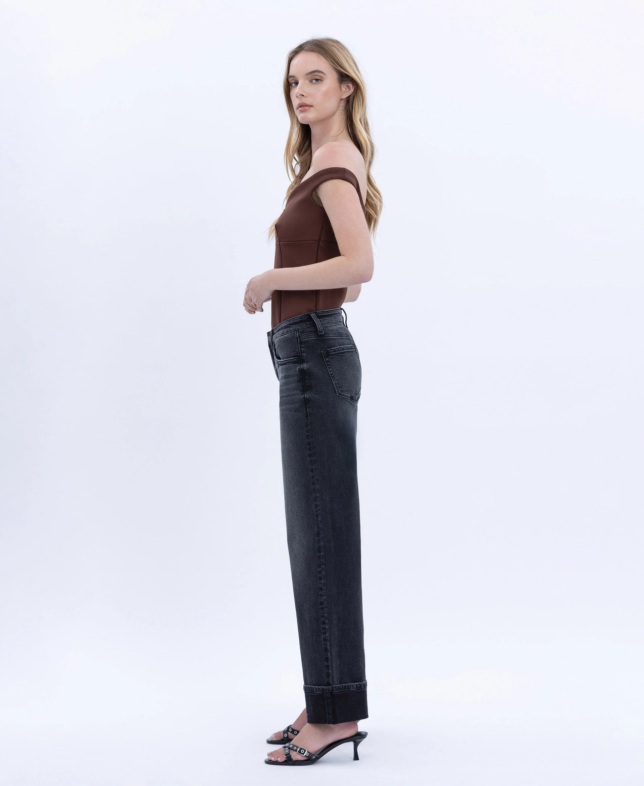 Black Low Rise Baggy Wide Leg