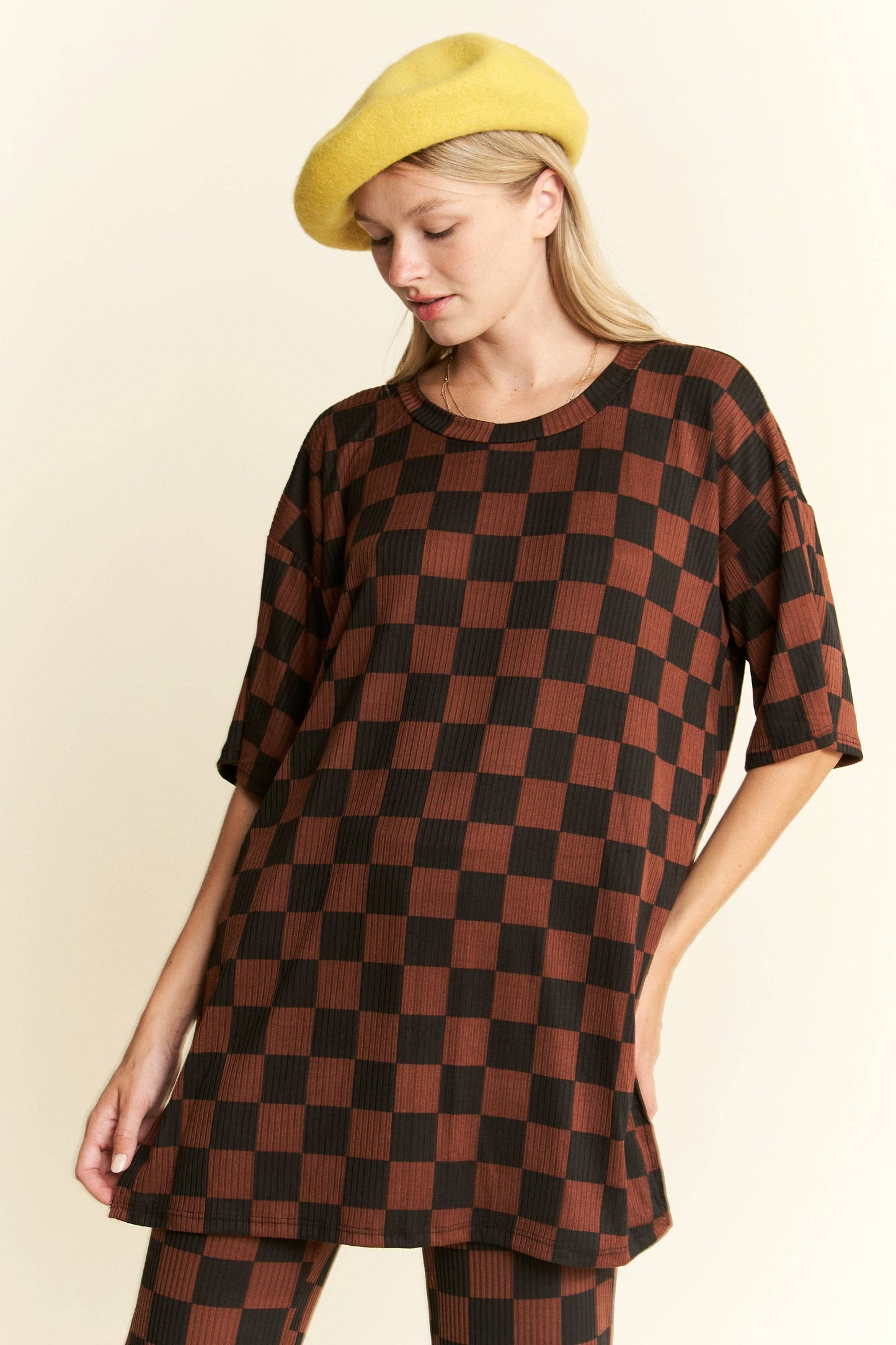RIBBED CHECKERED PRINT SET