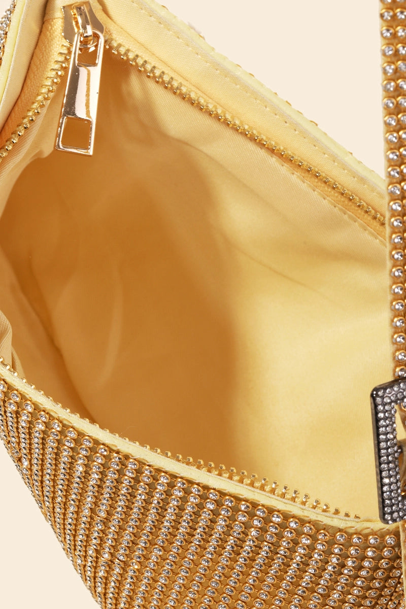 Gold Rhinestone Rectangle Fashion Handbag