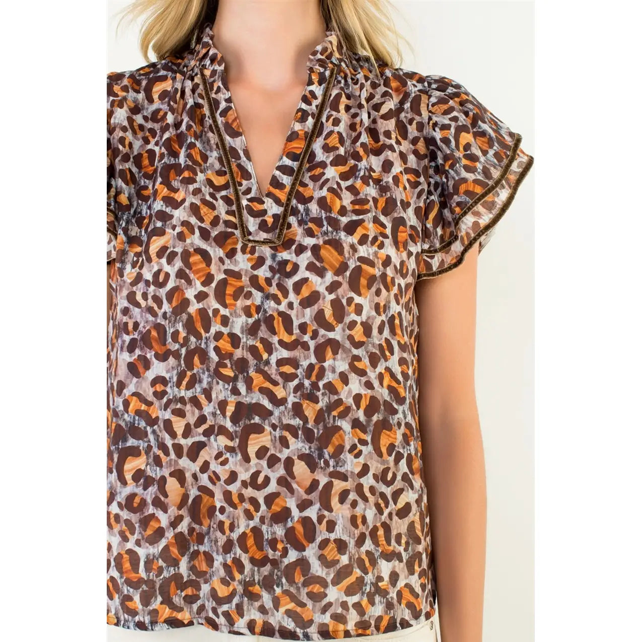 Flutter Sleeve Leopard Top
