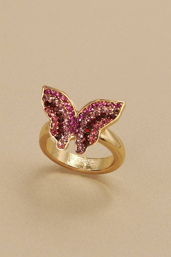 PINK BUTTERFLY RING