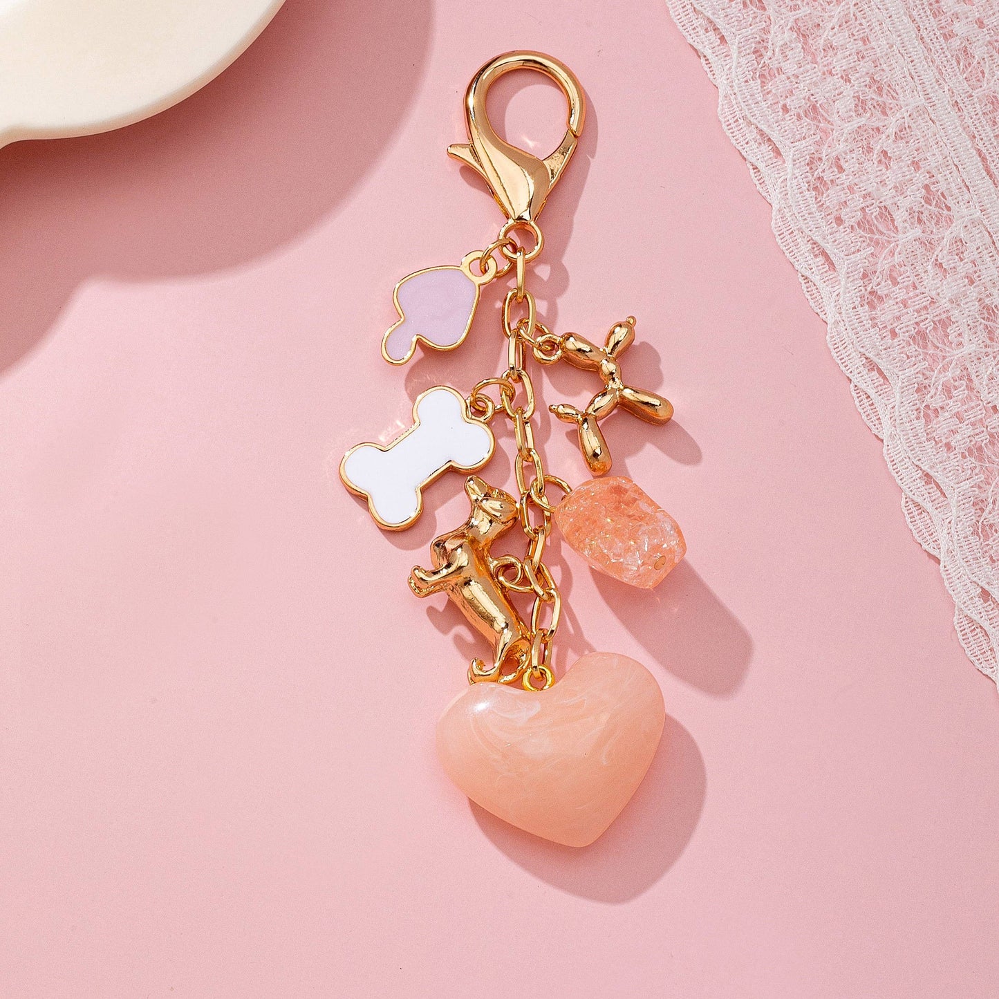 HEART DOG BONE BAG CHARM
