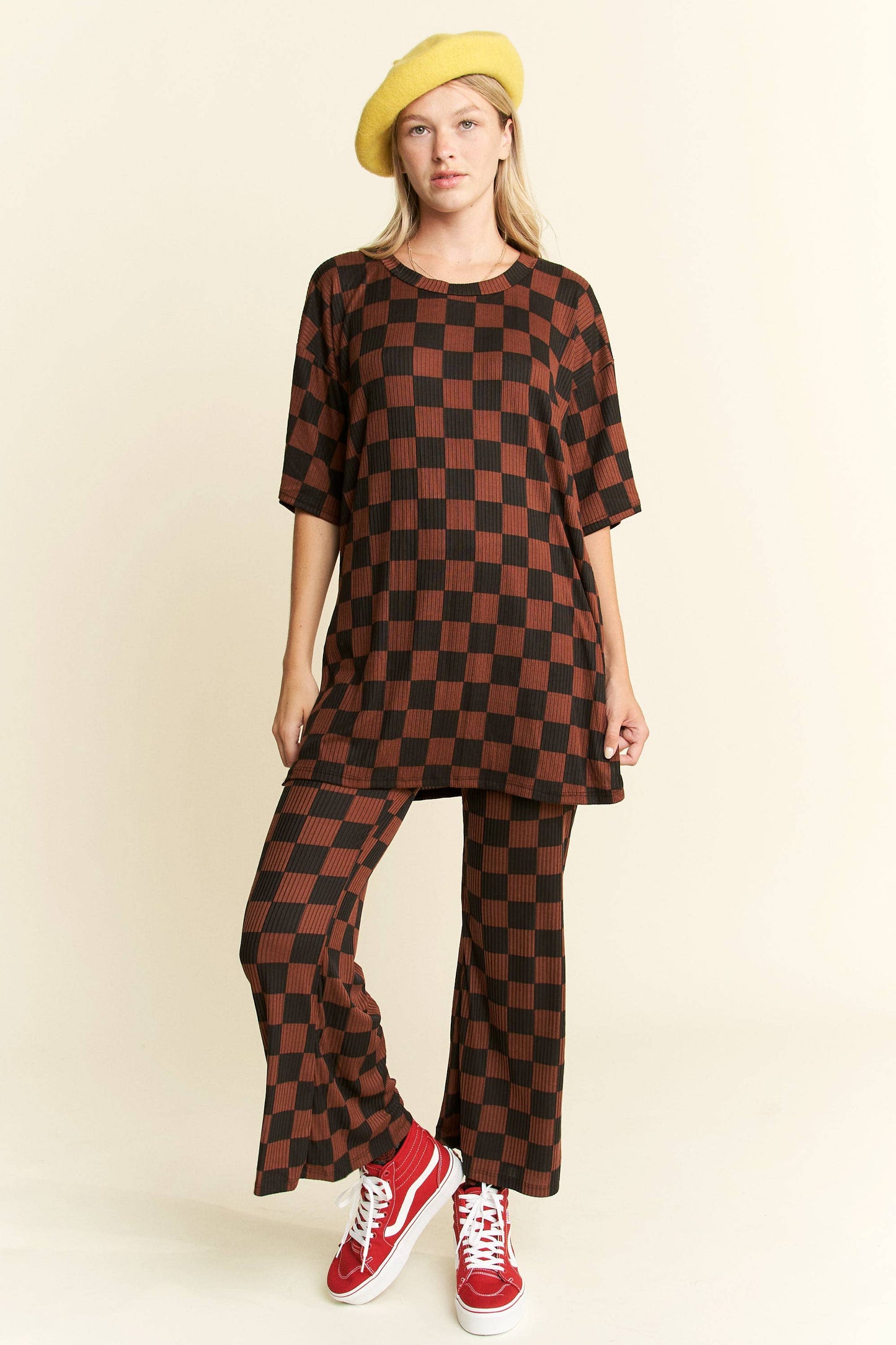 RIBBED CHECKERED PRINT SET