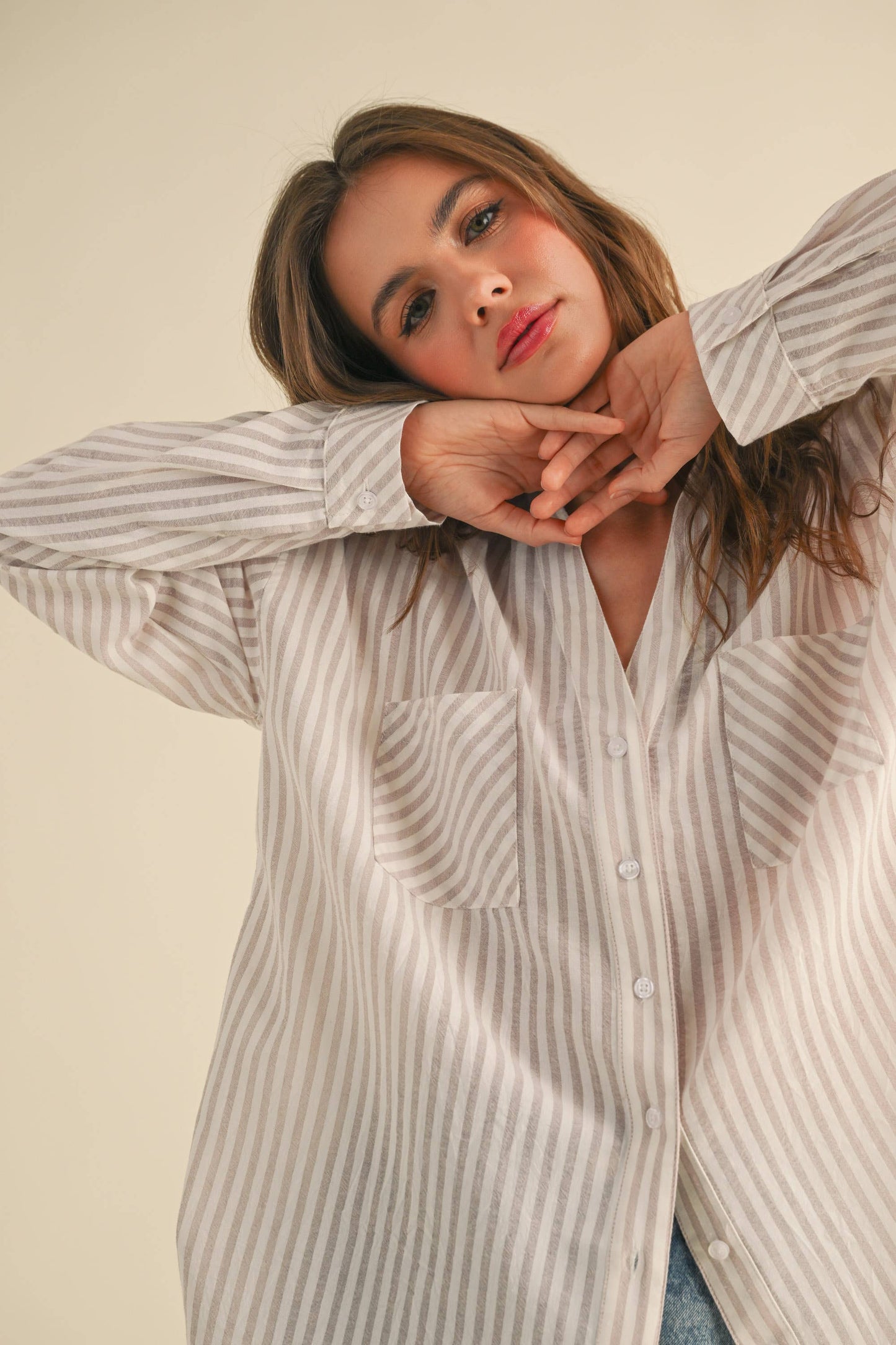 Striped Pattern Button Down Shirt