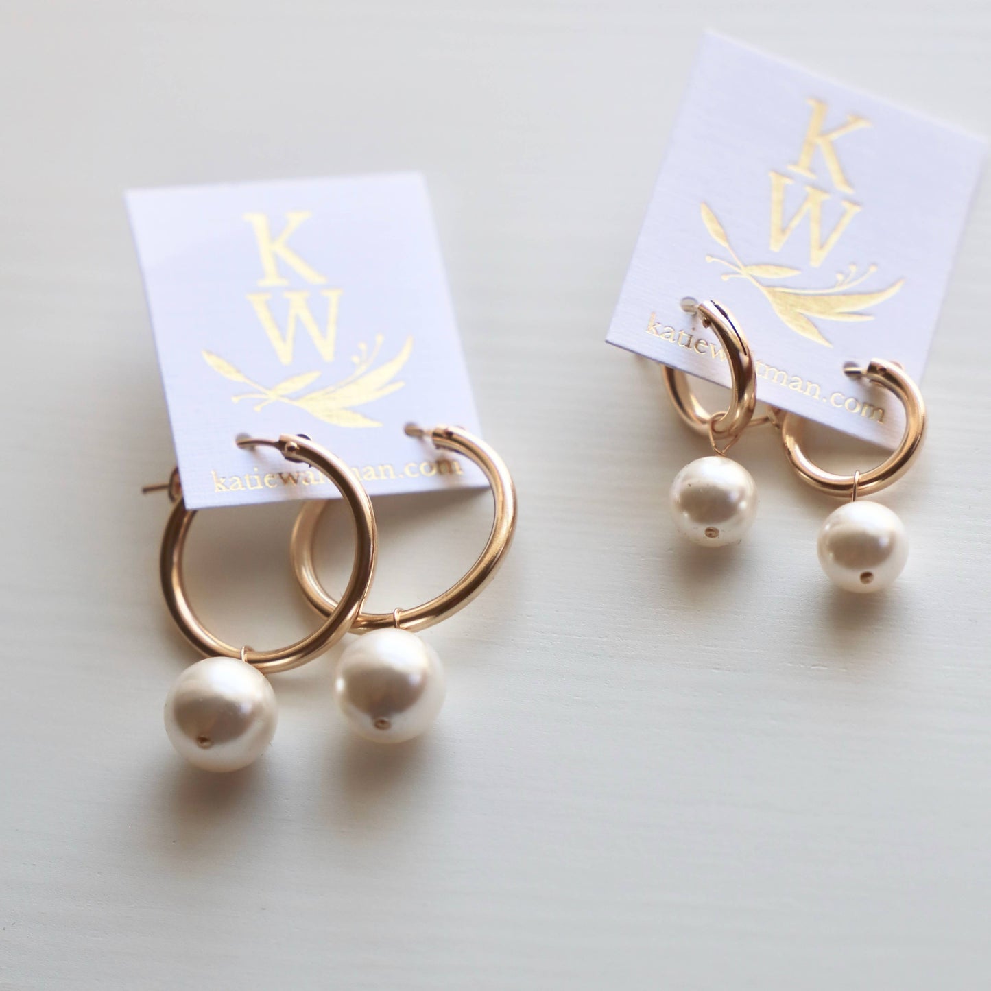 AUDREY GOLD FILLED PEARL HOOP EARRINGS