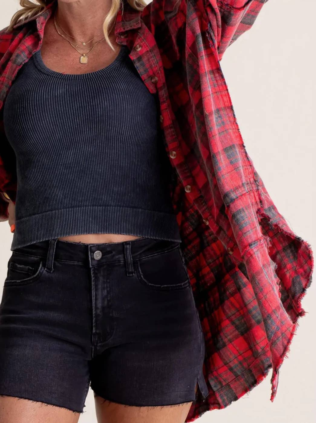 Red Plaid shirt oversized