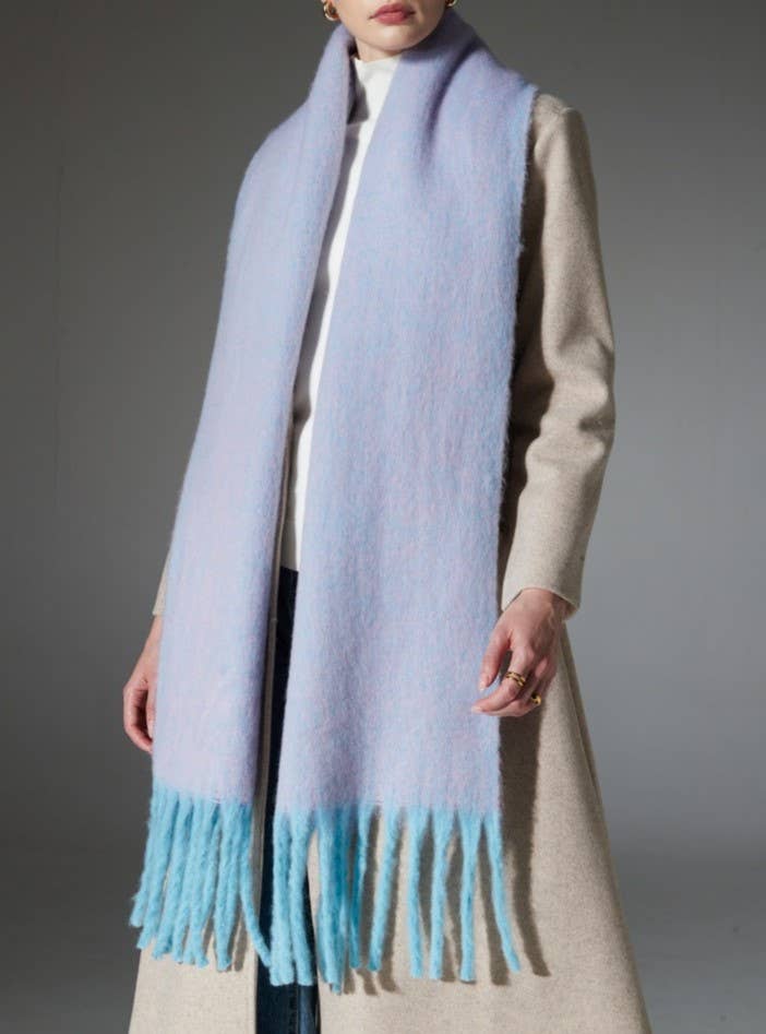 Color-Blocked Tassel Scarf