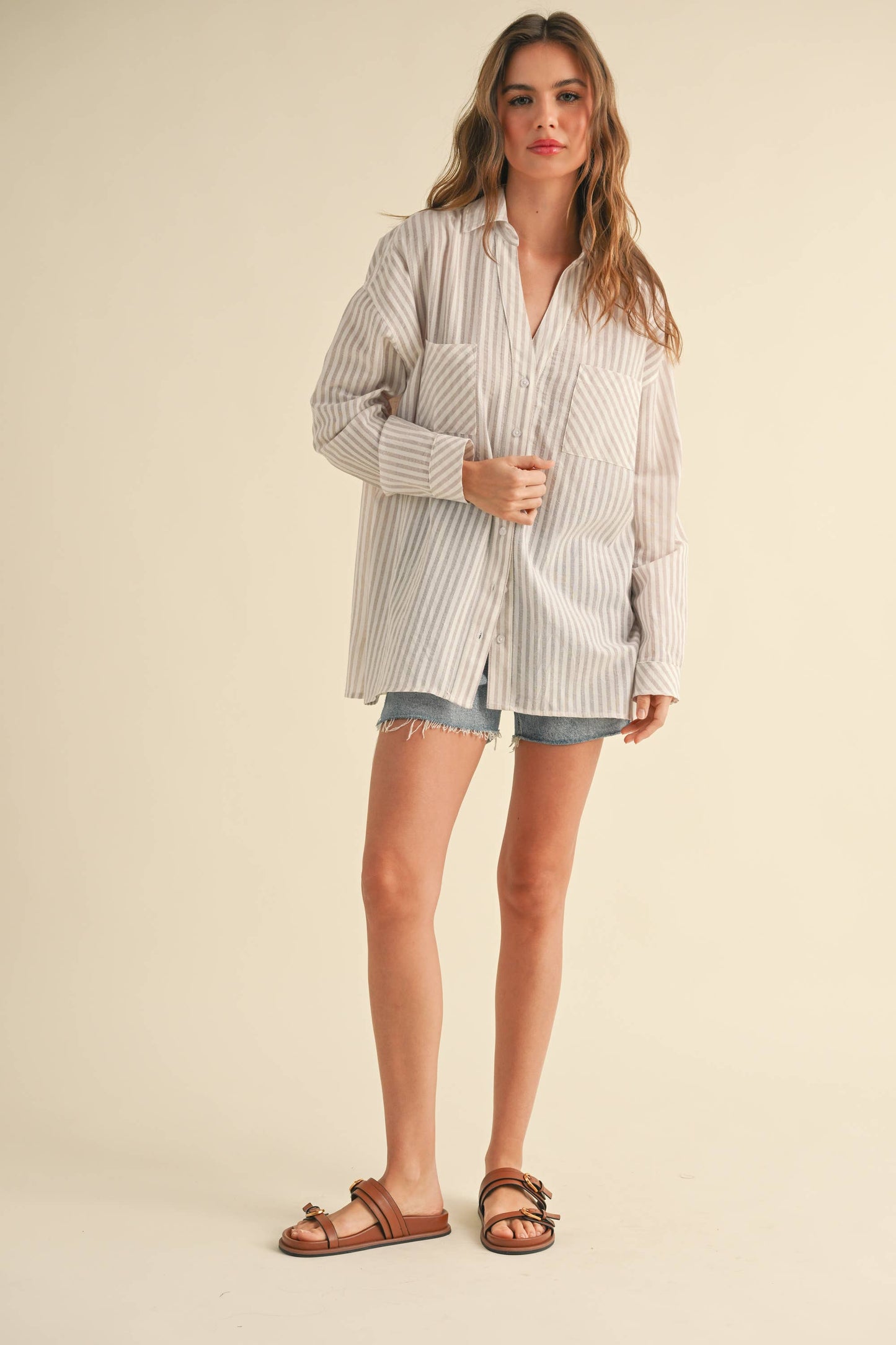Striped Pattern Button Down Shirt