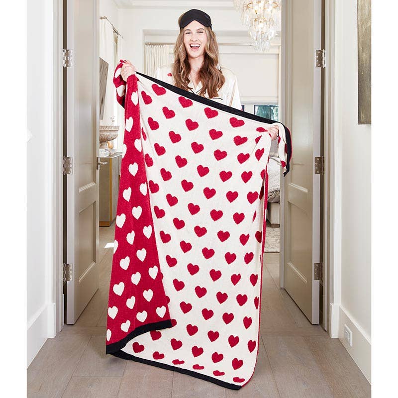 Ivory + Peony Heart Blanket