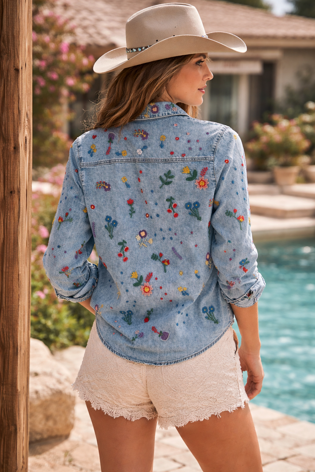 Soleil Prairie Embroidered Shacket