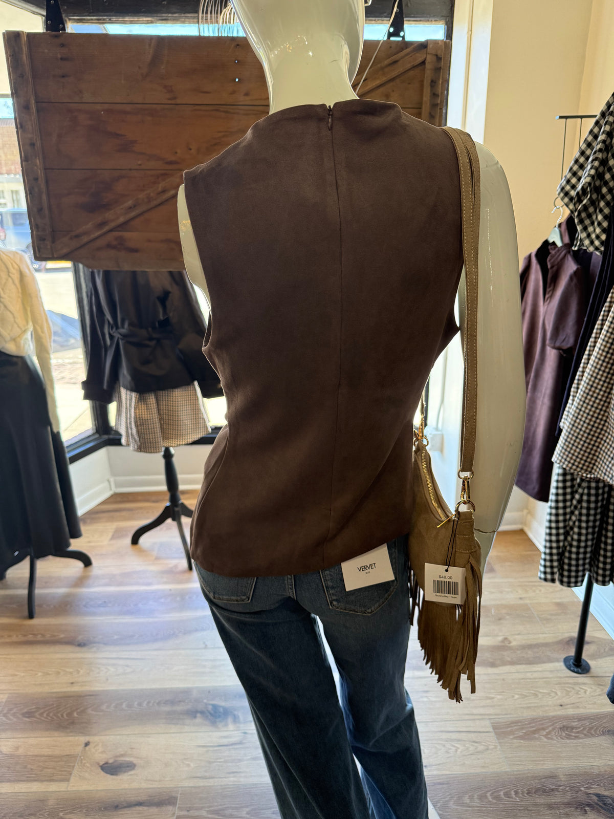 Sleeveless Suede Top