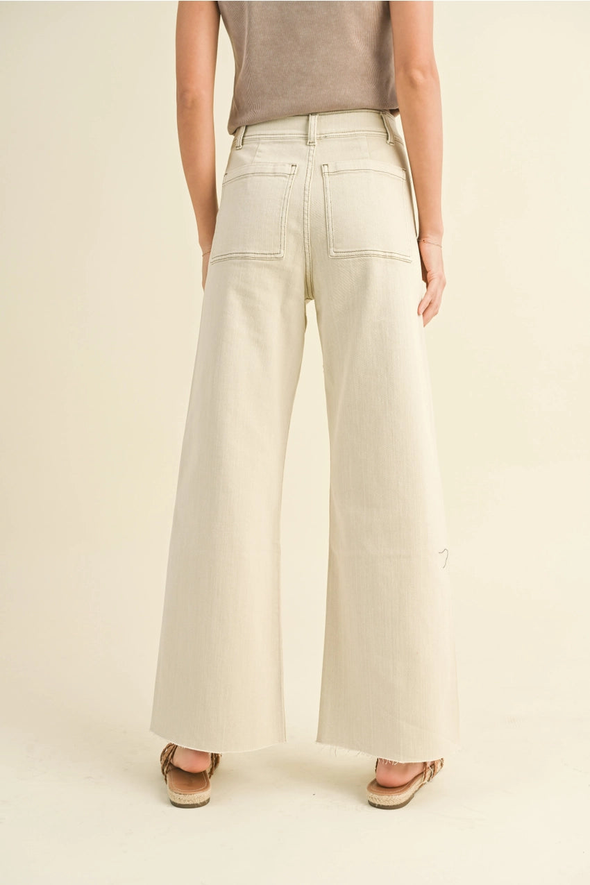 Crissy Straight Wide Leg Pants with Front Pocket