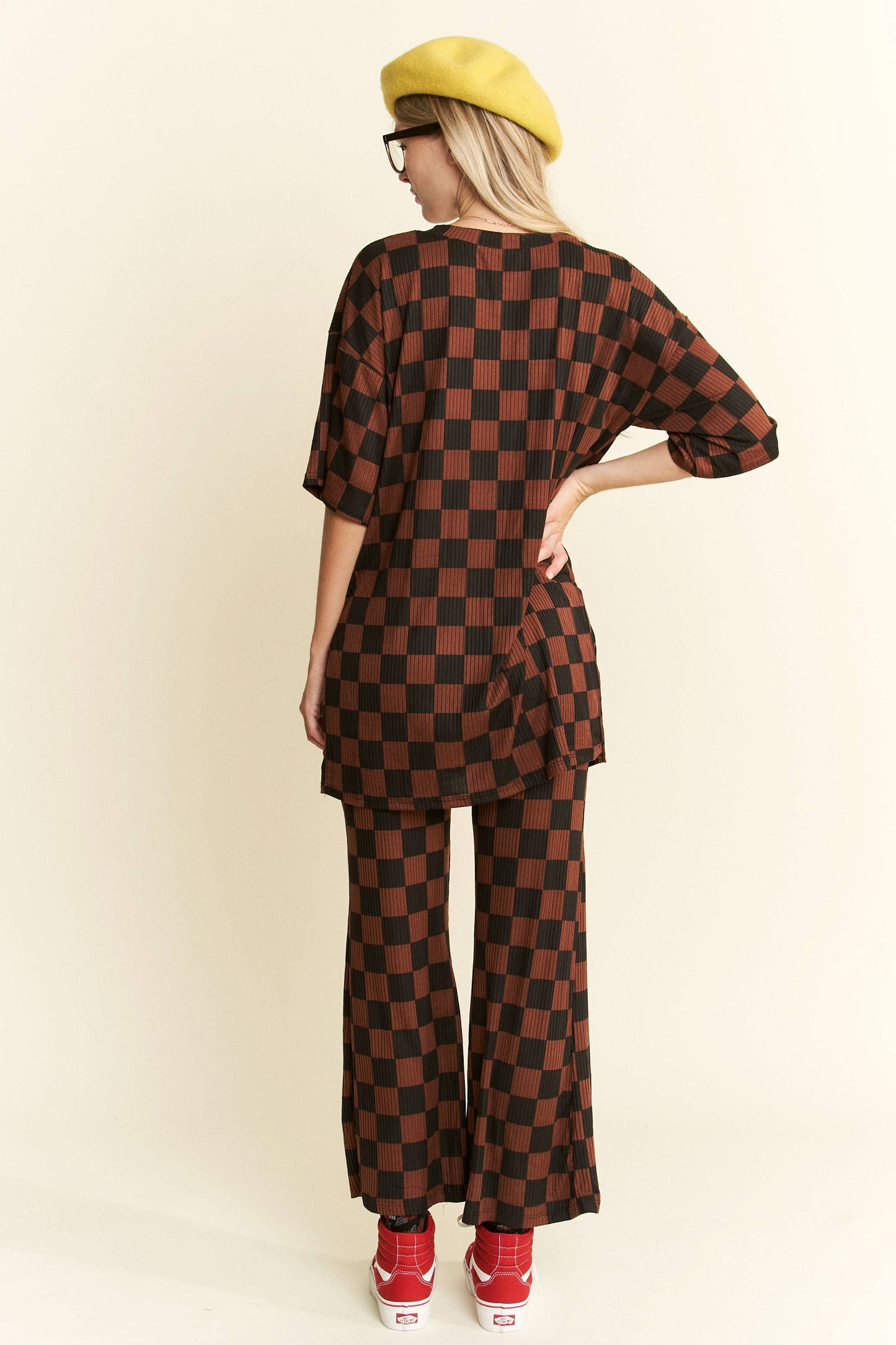 RIBBED CHECKERED PRINT SET
