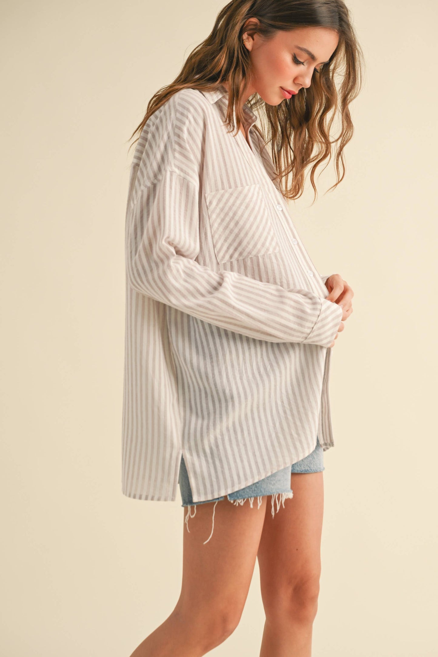 Striped Pattern Button Down Shirt