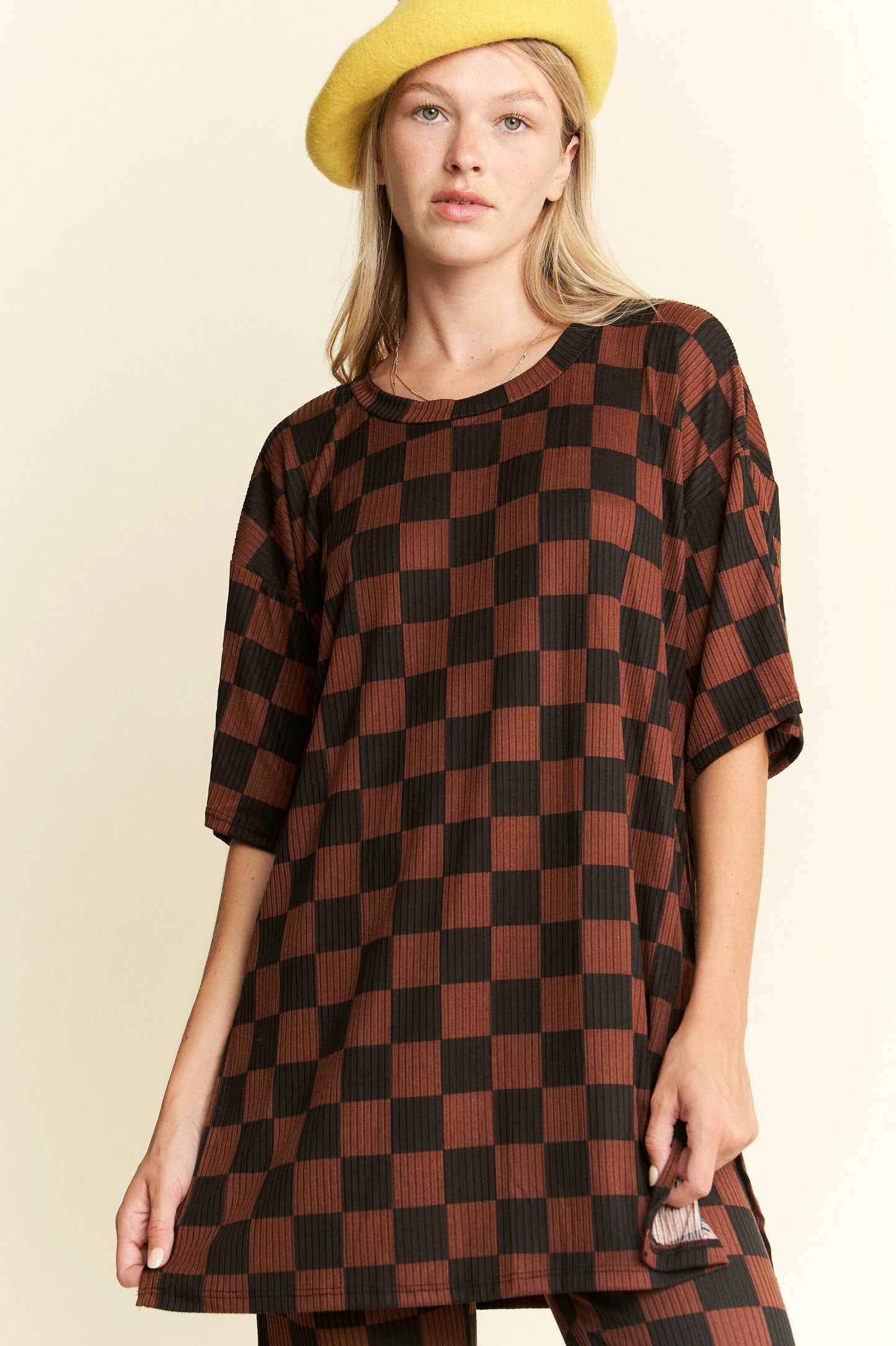 RIBBED CHECKERED PRINT SET