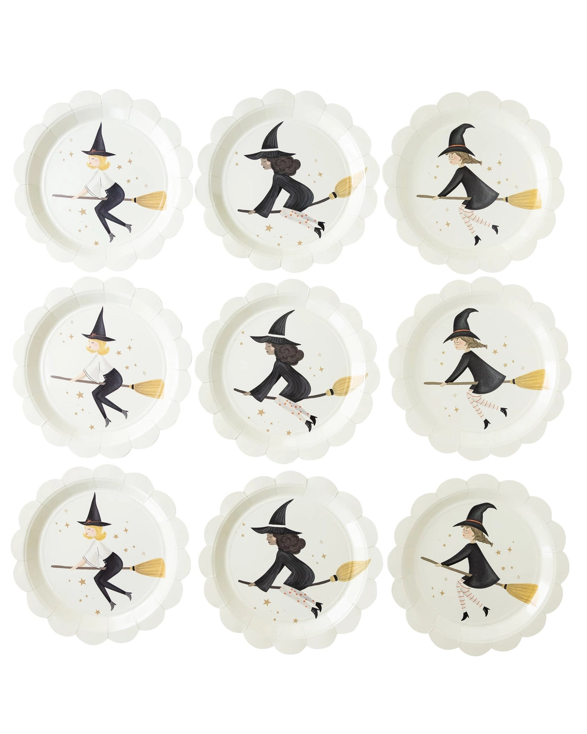 Witching Hour Witches Paper Plates Set of 9