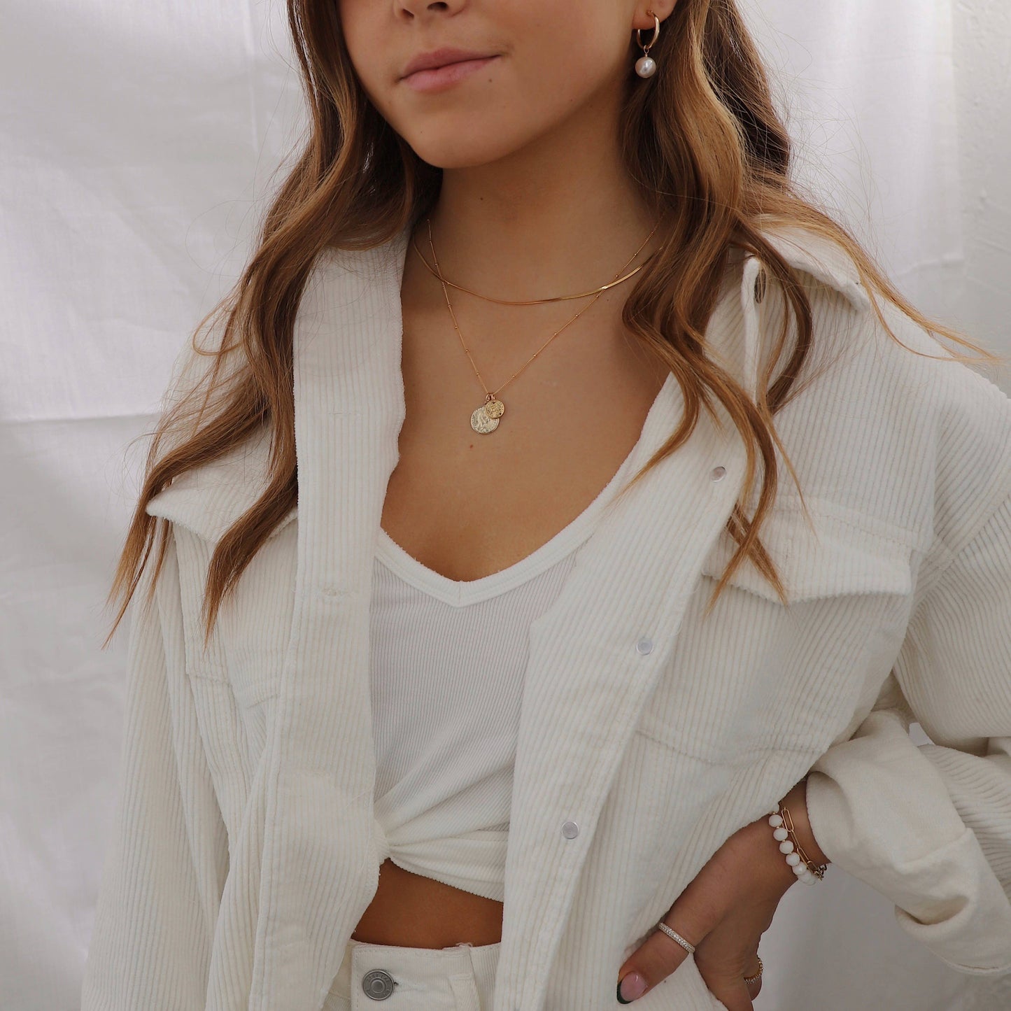 AUDREY GOLD FILLED PEARL HOOP EARRINGS