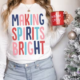 Making Spirits Bright Christmas Graphic Long Sleeve Tee