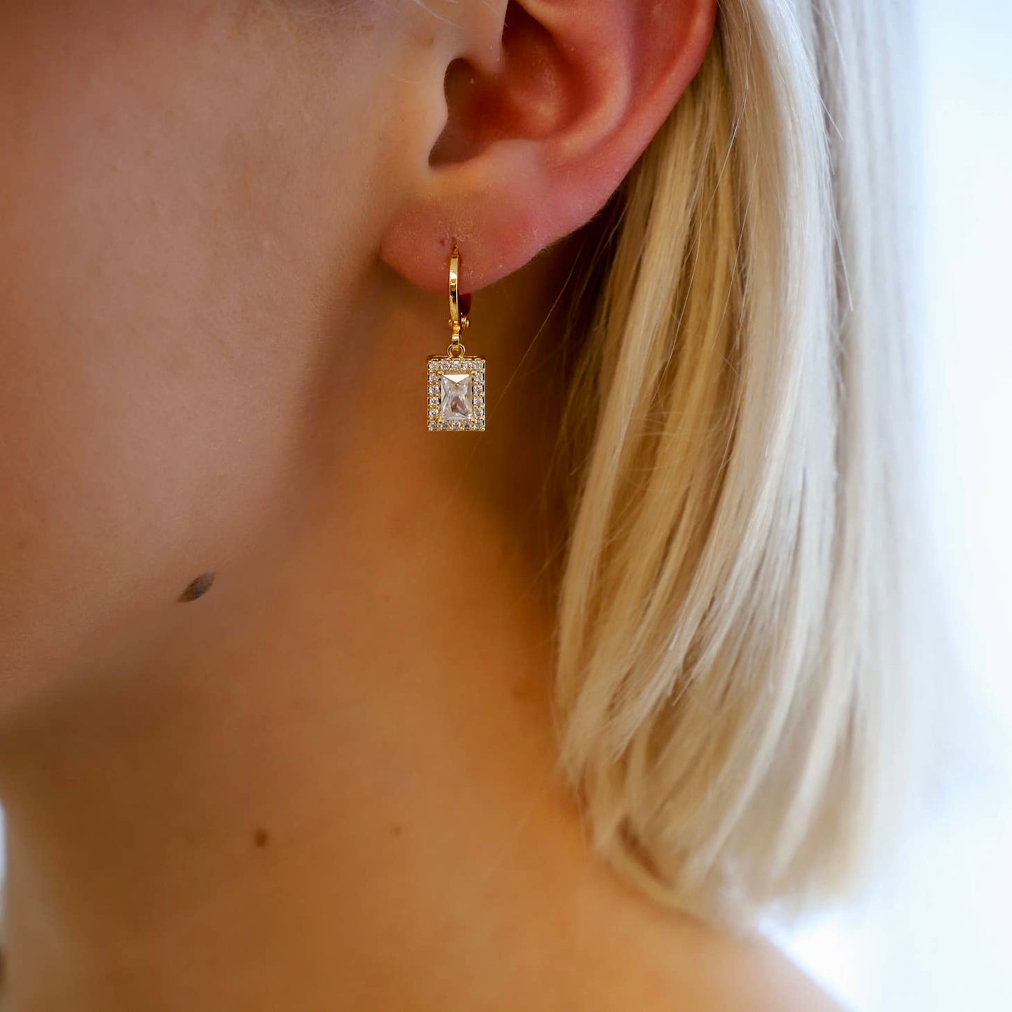 Aria Rectangle Huggie Earrings