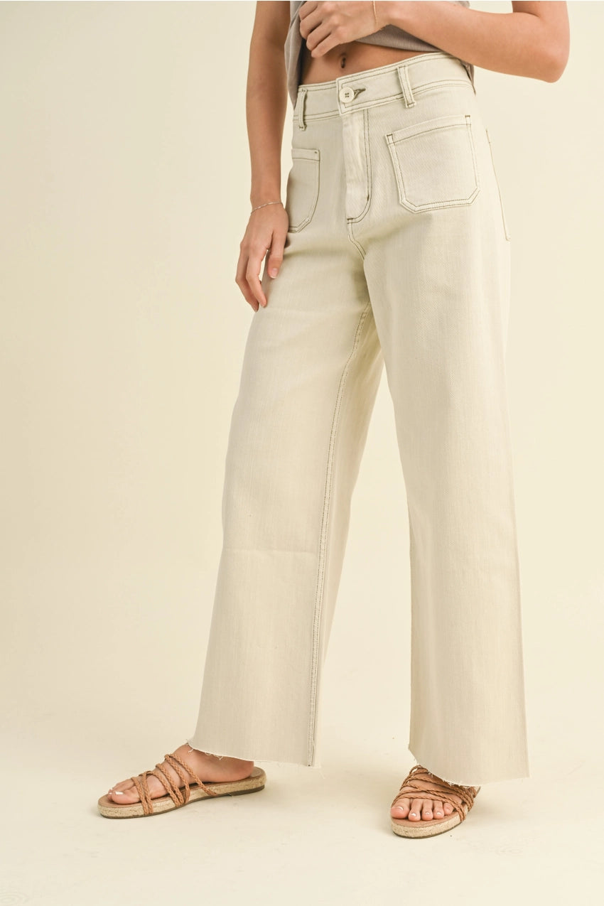 Crissy Straight Wide Leg Pants with Front Pocket