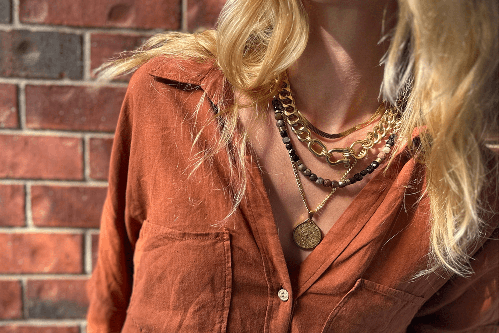 Petrified Wood & Black Tourmaline Necklace