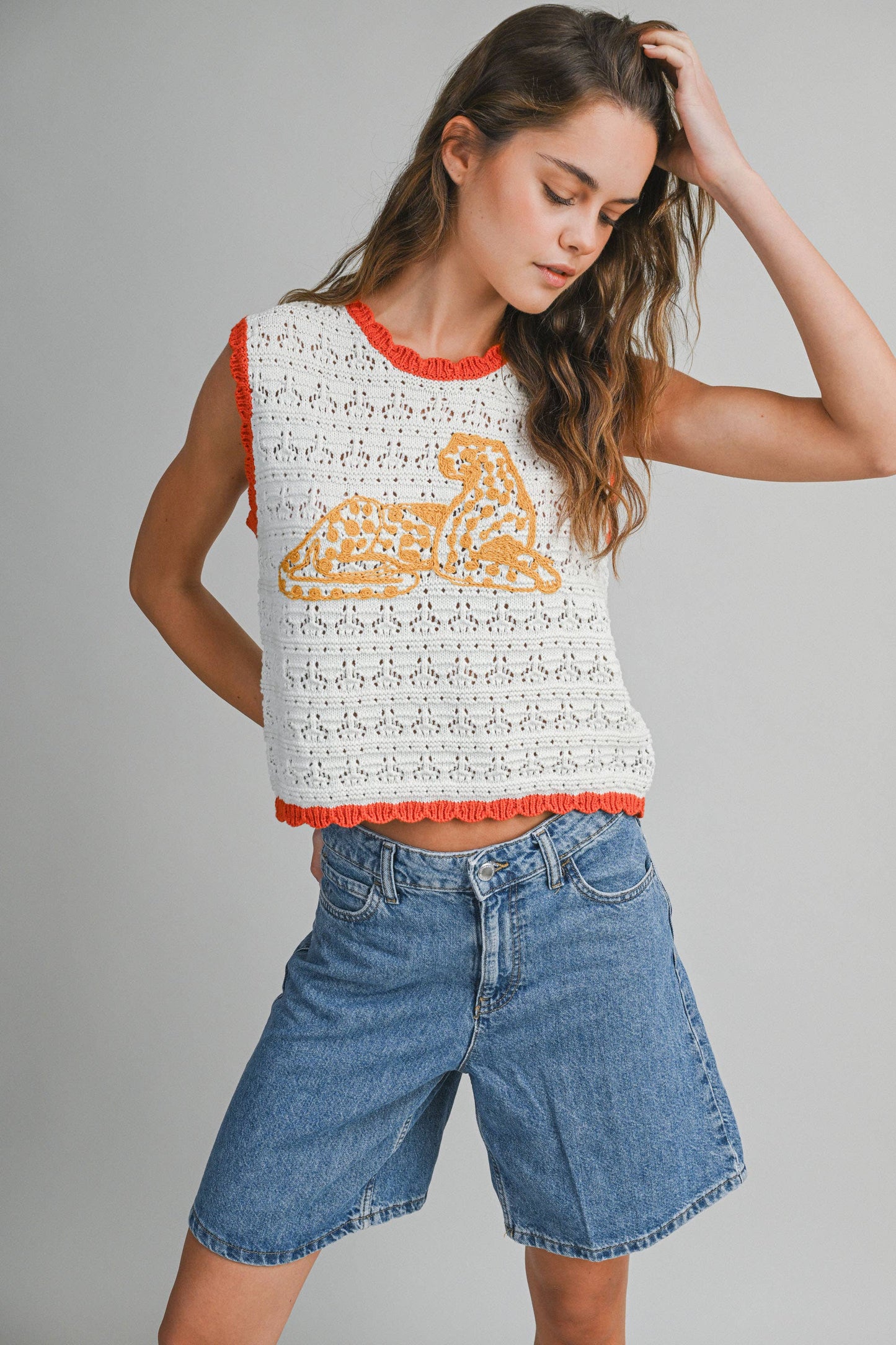 Leopard Sleeveless Knit Top