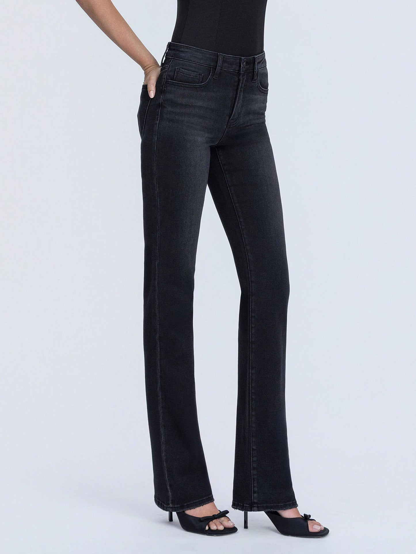 HIGH RISE FULL LENGTH BLACK BOOTCUT JEANS