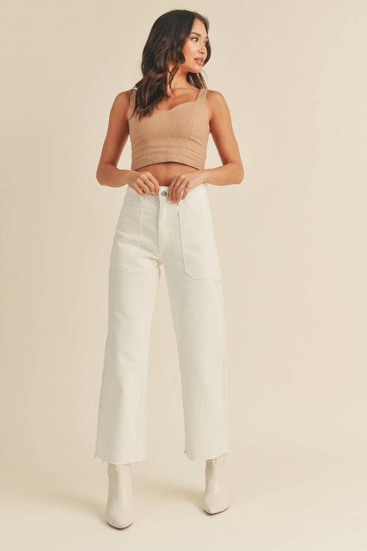 High Rise Utility Wide Leg White