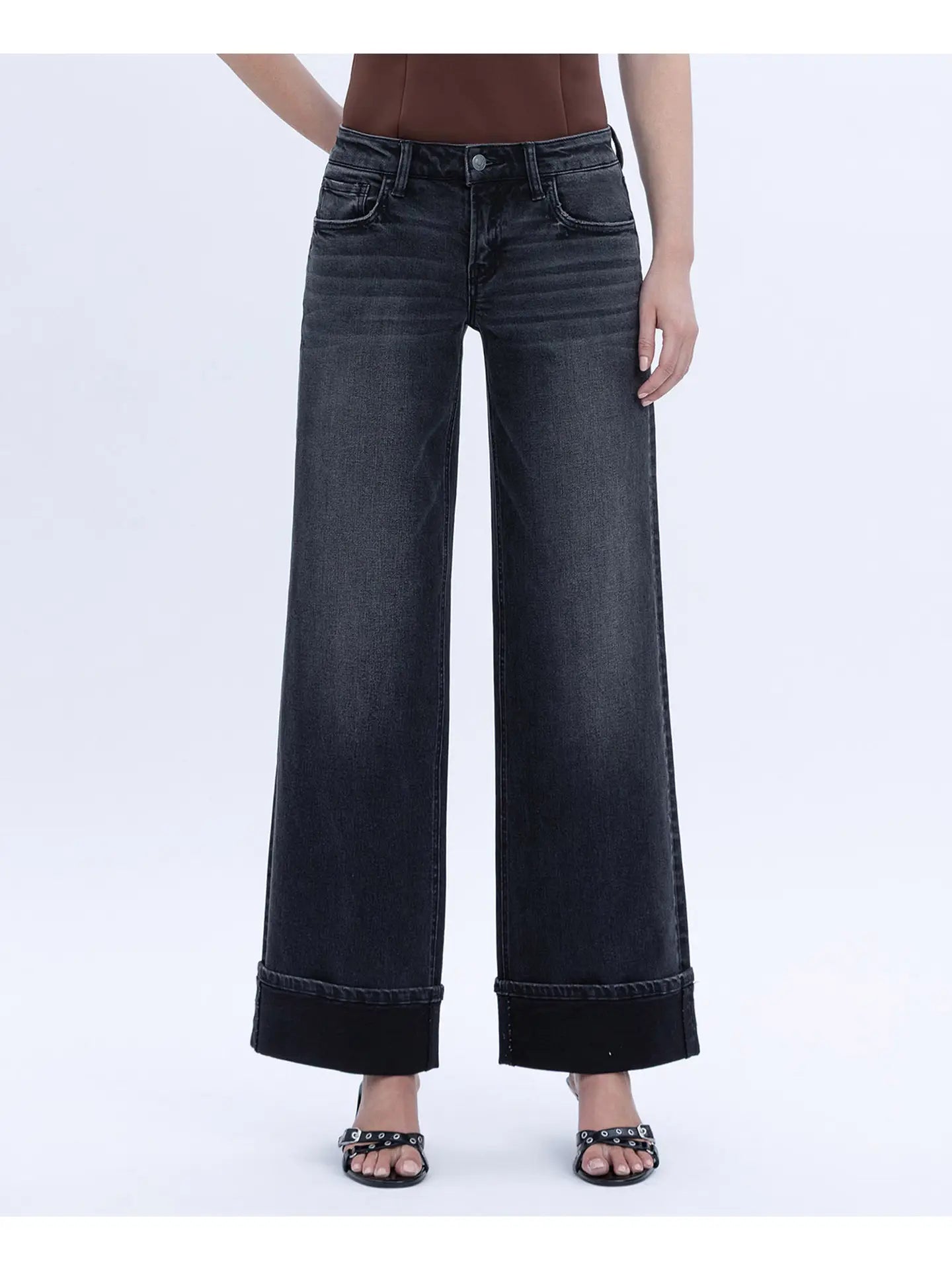 Black Low Rise Baggy Wide Leg