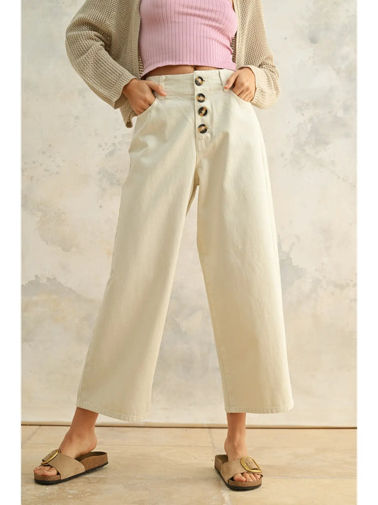 Button Front Cotton Pants
