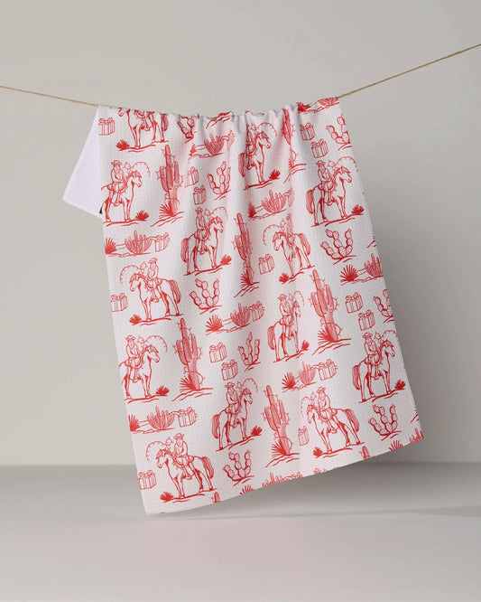 Cowboy Claus Tea Towel