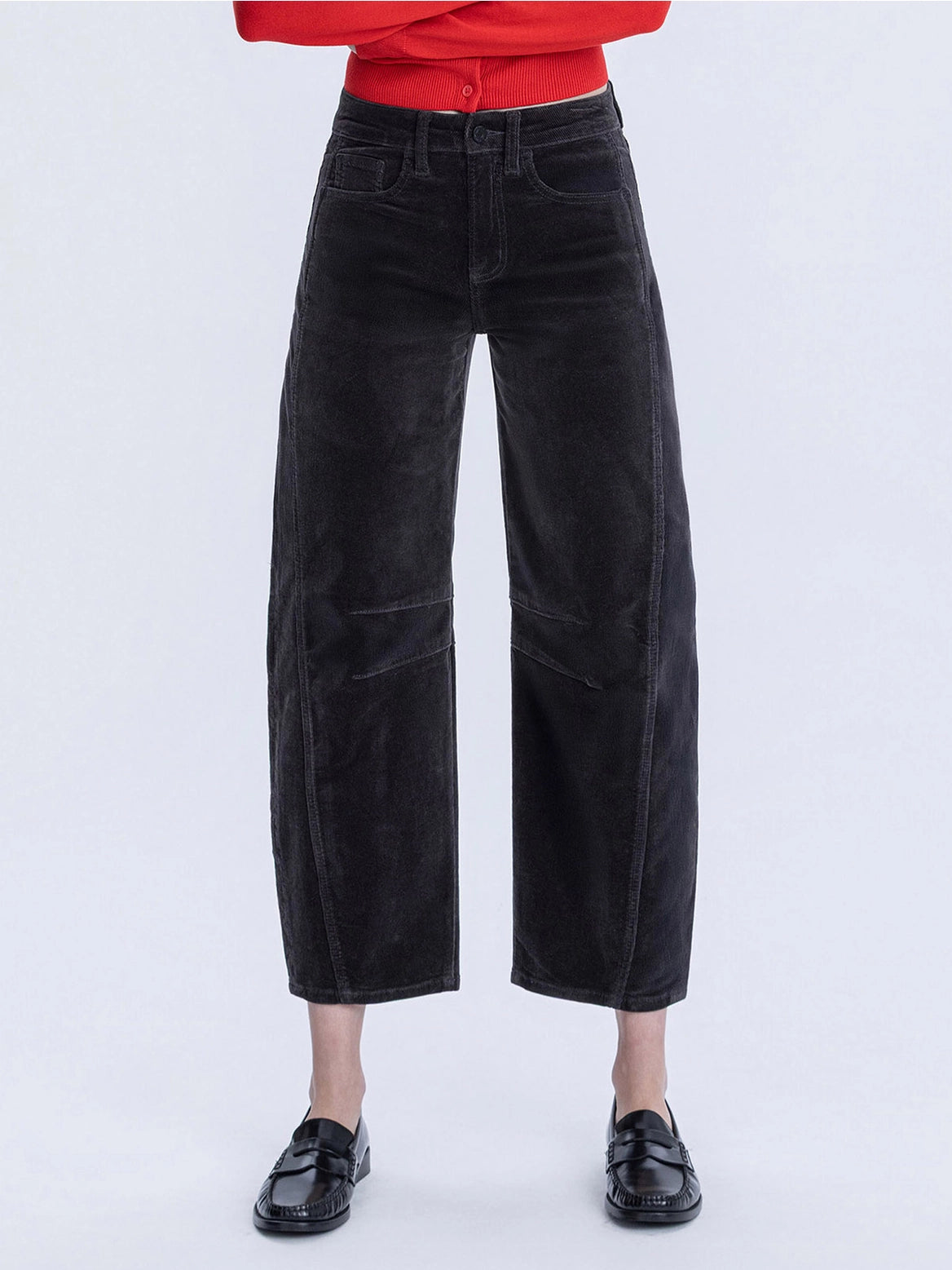 Dark Gray Corduroy Barrel Jeans