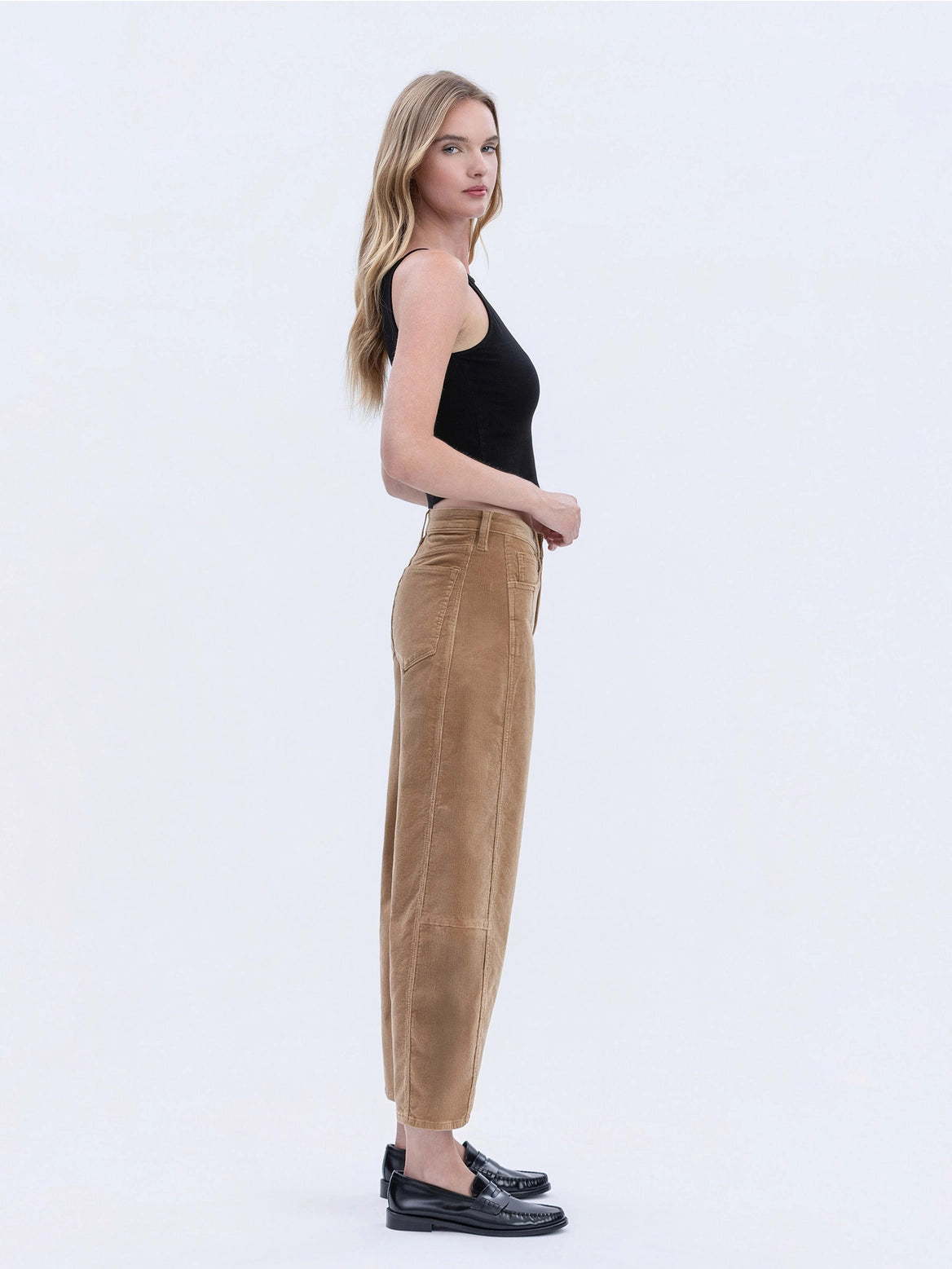 Khaki Corduroy Barrel Pant