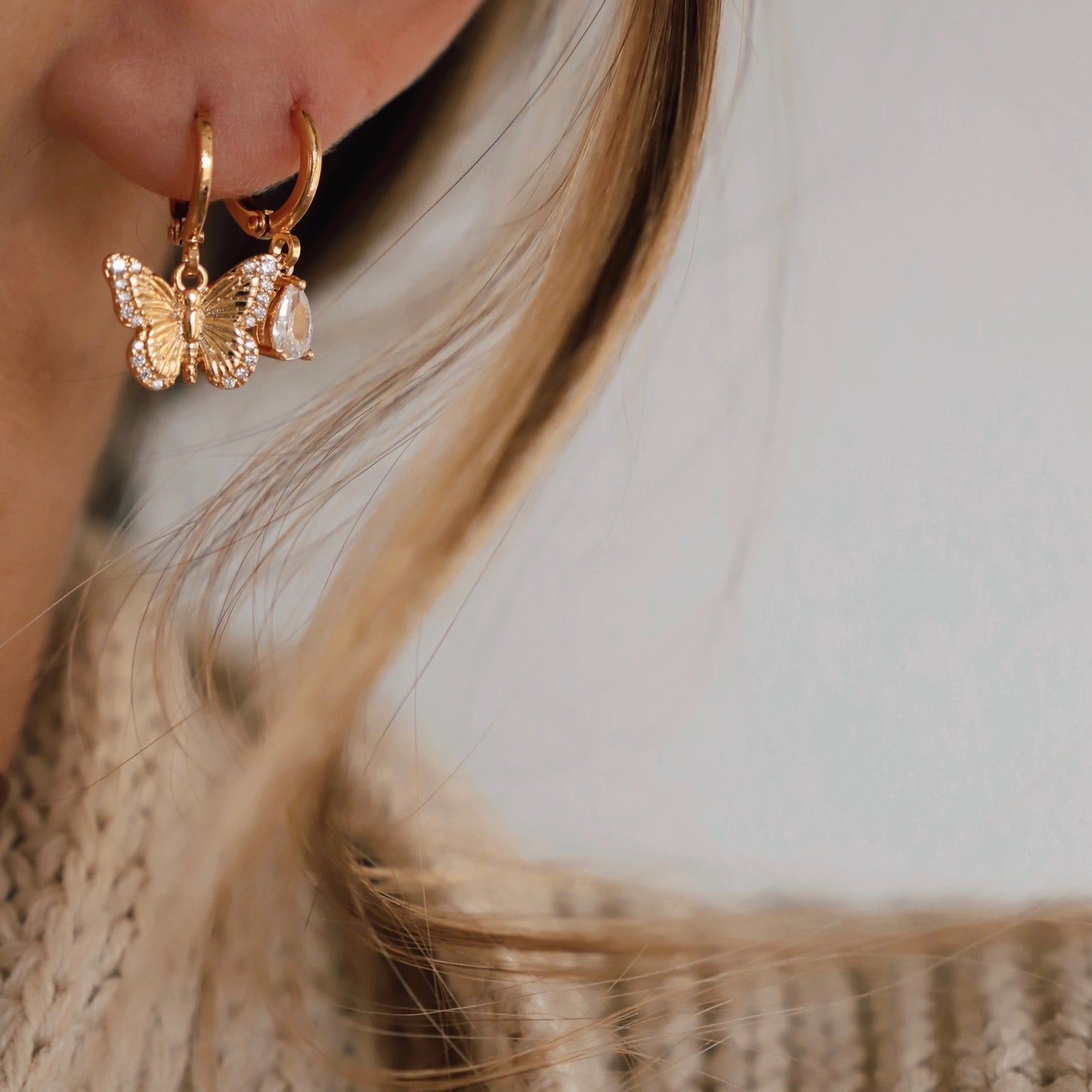 Butterfly Huggie Earrings