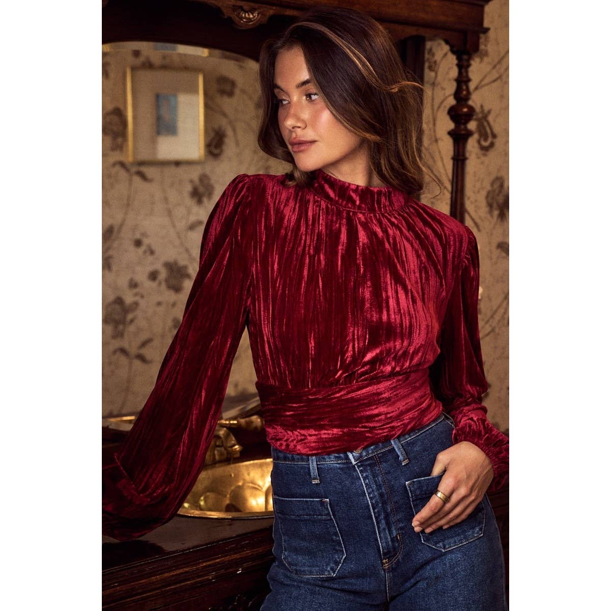 Textured Velvet Holiday Christmas Top