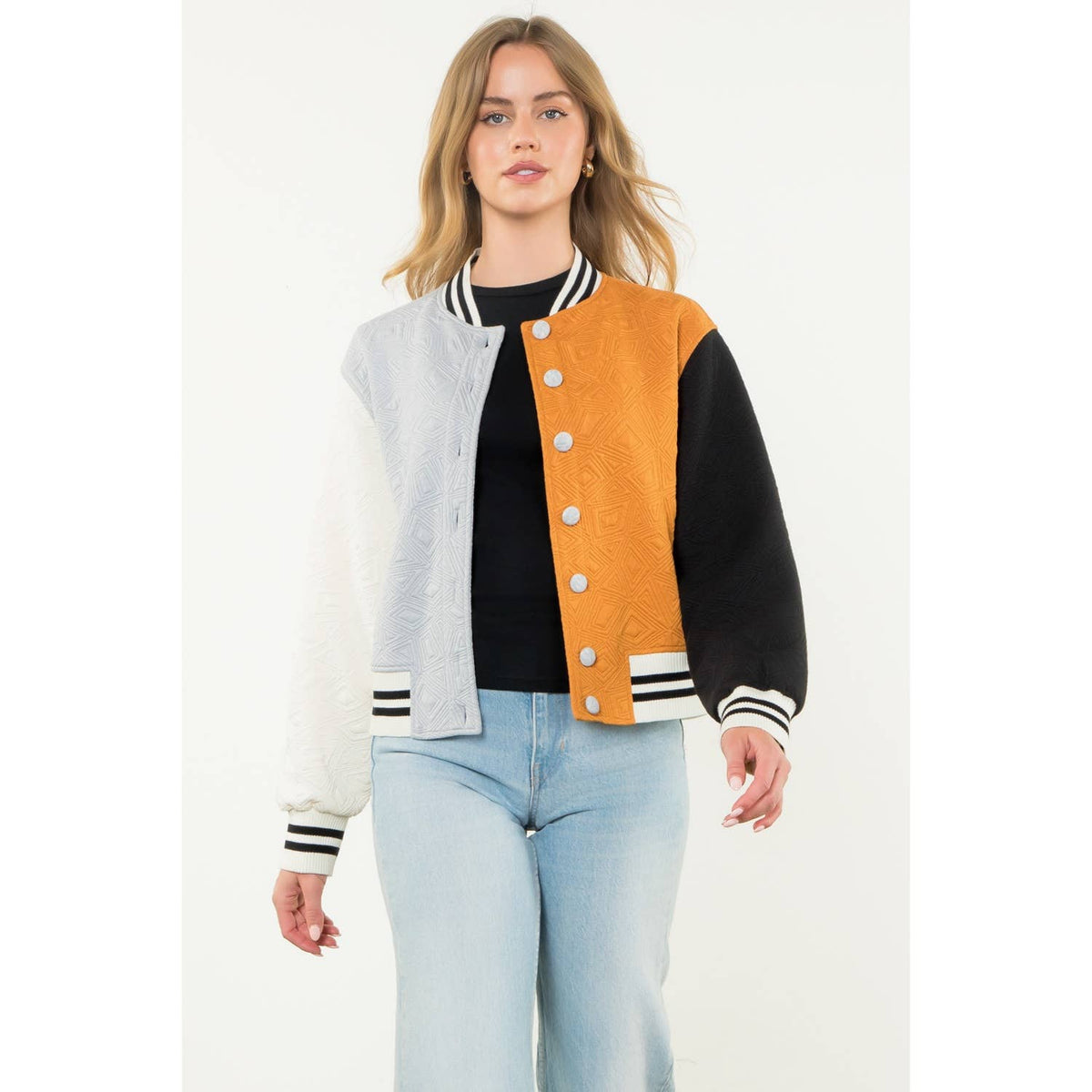 Colorblock Button Up Jacket