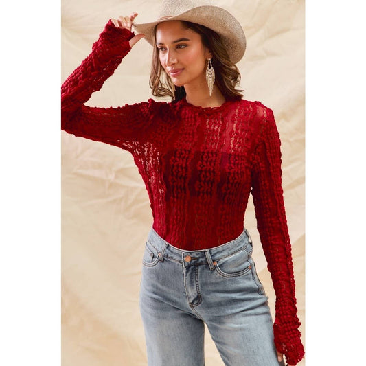 Stretched Sheer Lace Tops