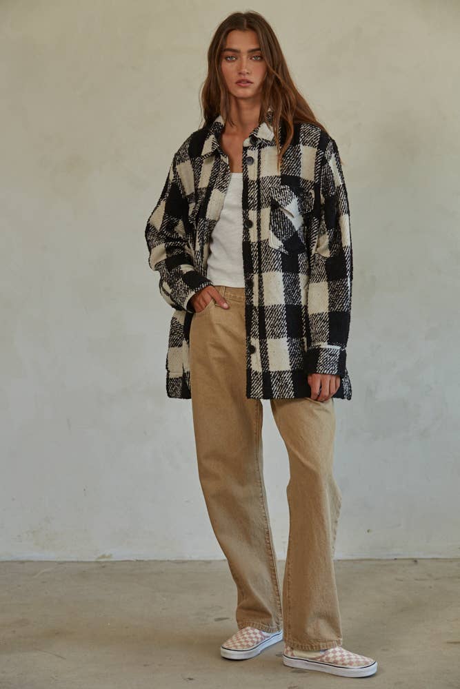 Wool Polyester Button Down Jacket