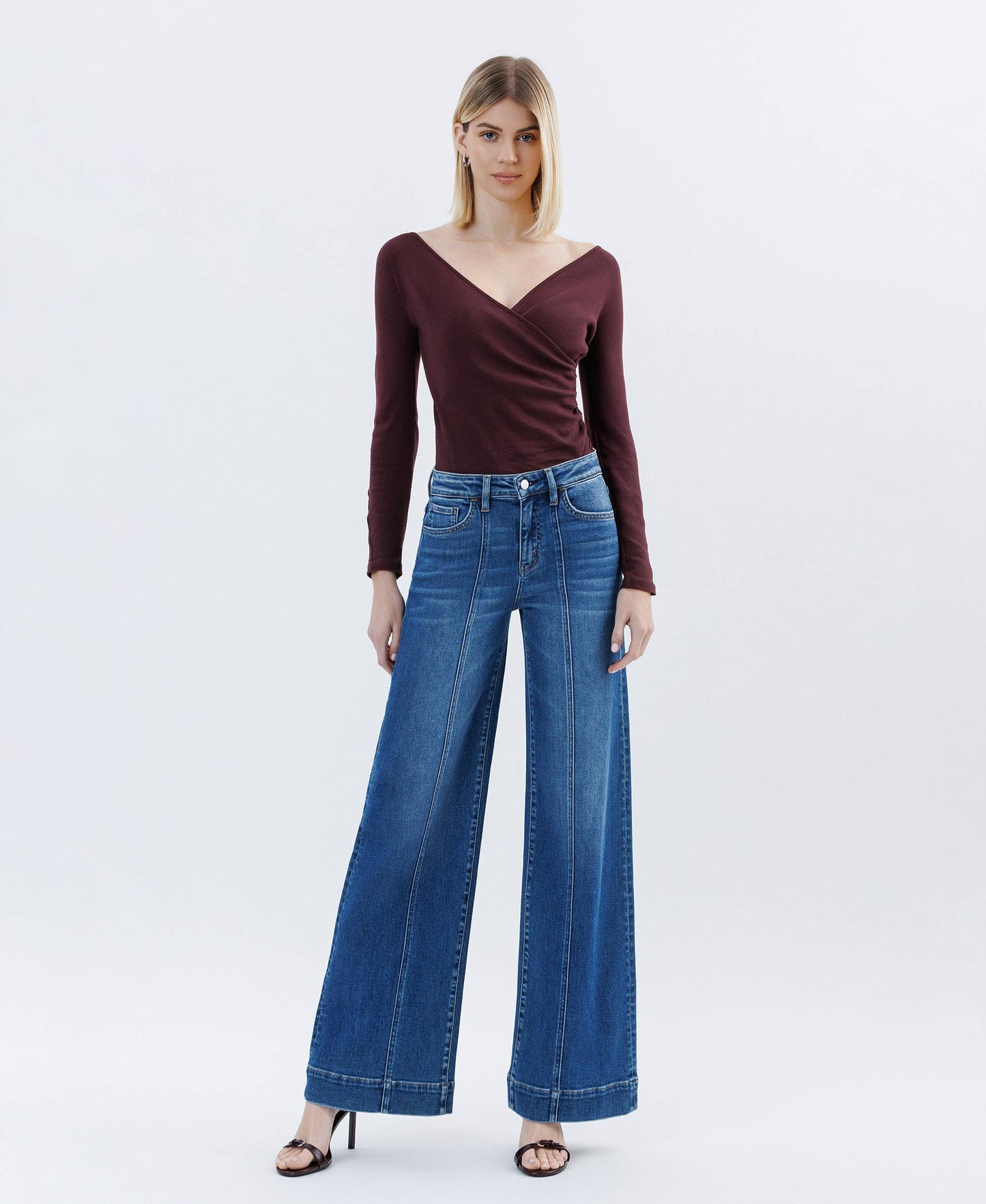 HIGH RISE TROUSER HEM EXTREME WIDE LEG