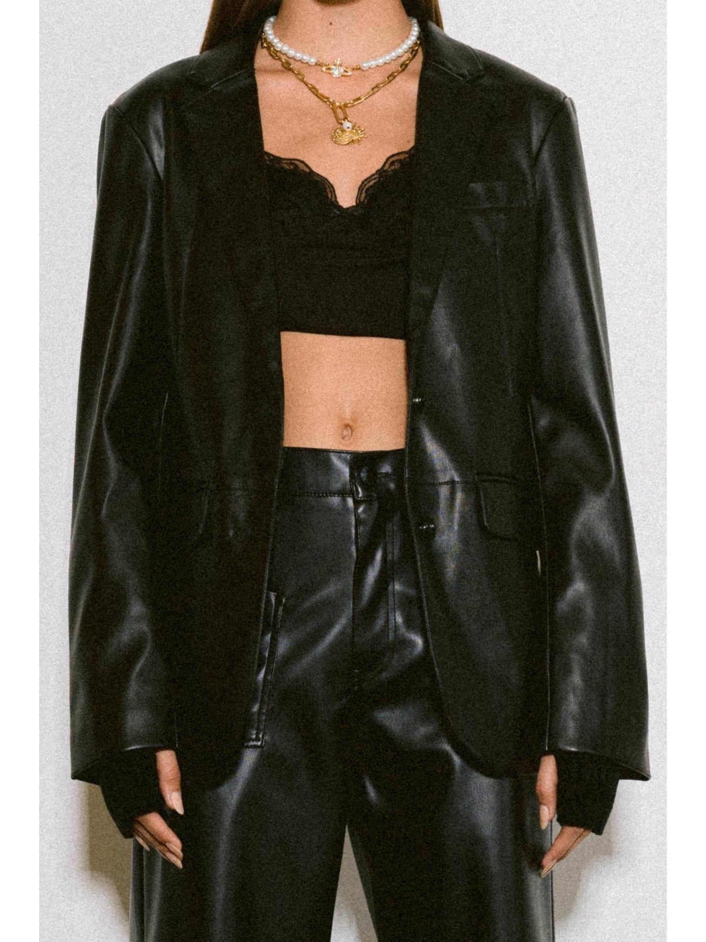 Ella Vegan Leather Blazer Jacket