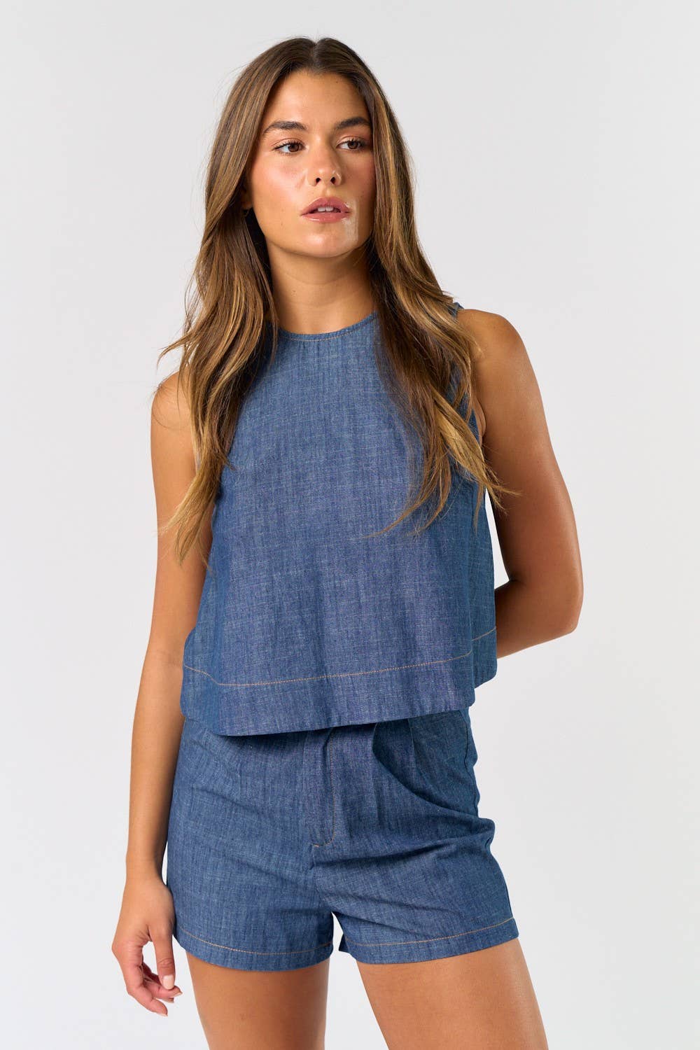 Sleeveless Denim Set