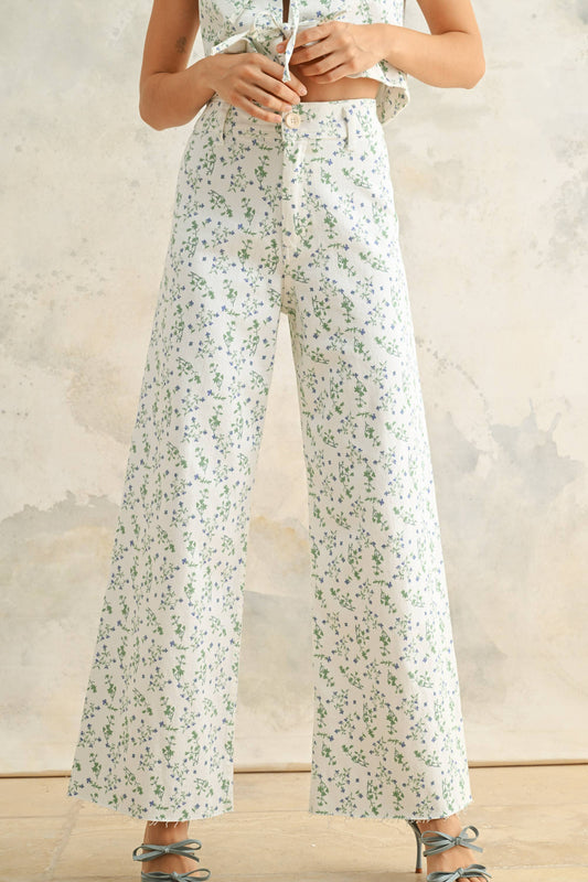 FLORAL PRINT STRETCHED PANTS