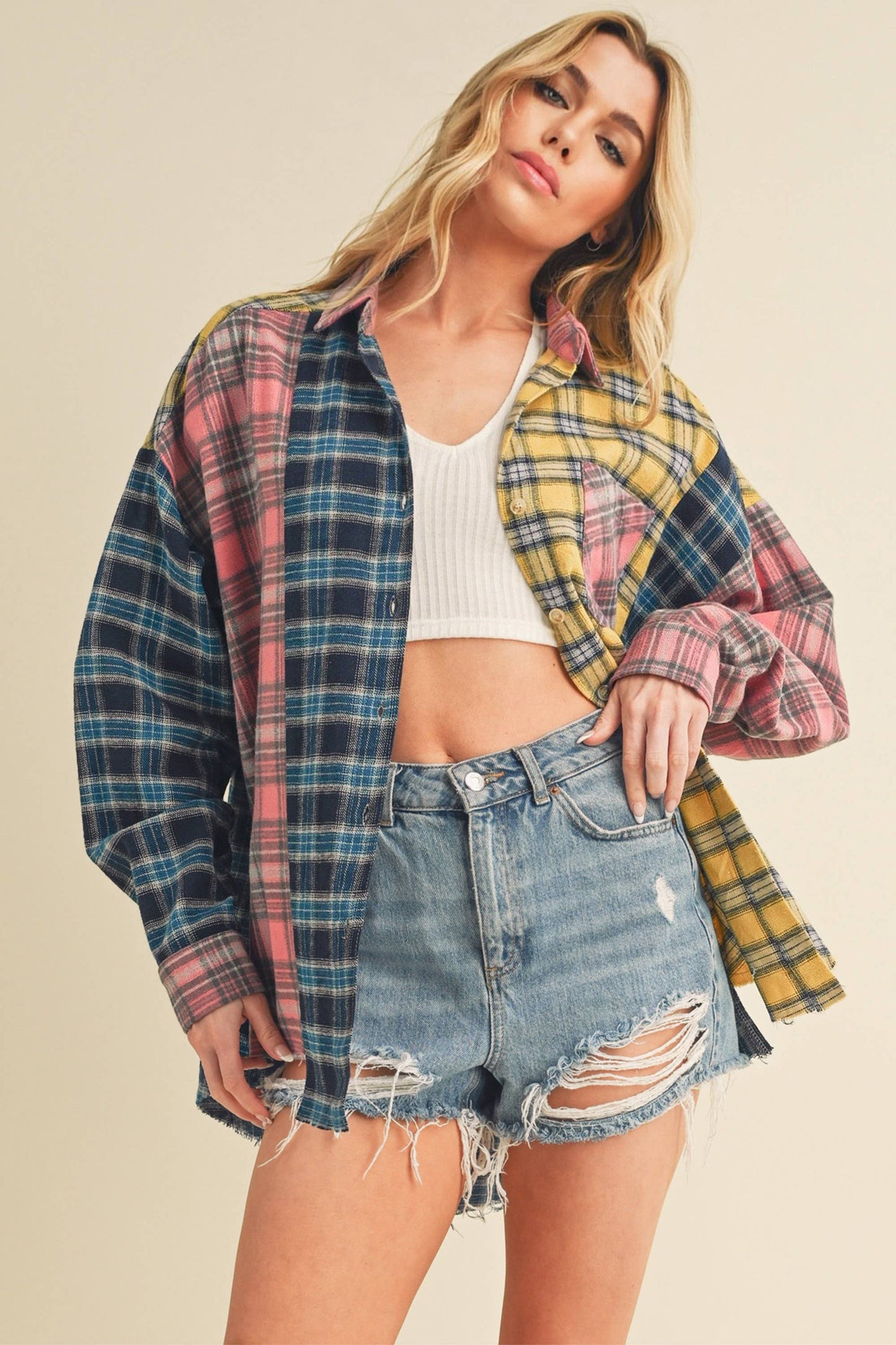 Multi Color Plaid Flannel Shirt
